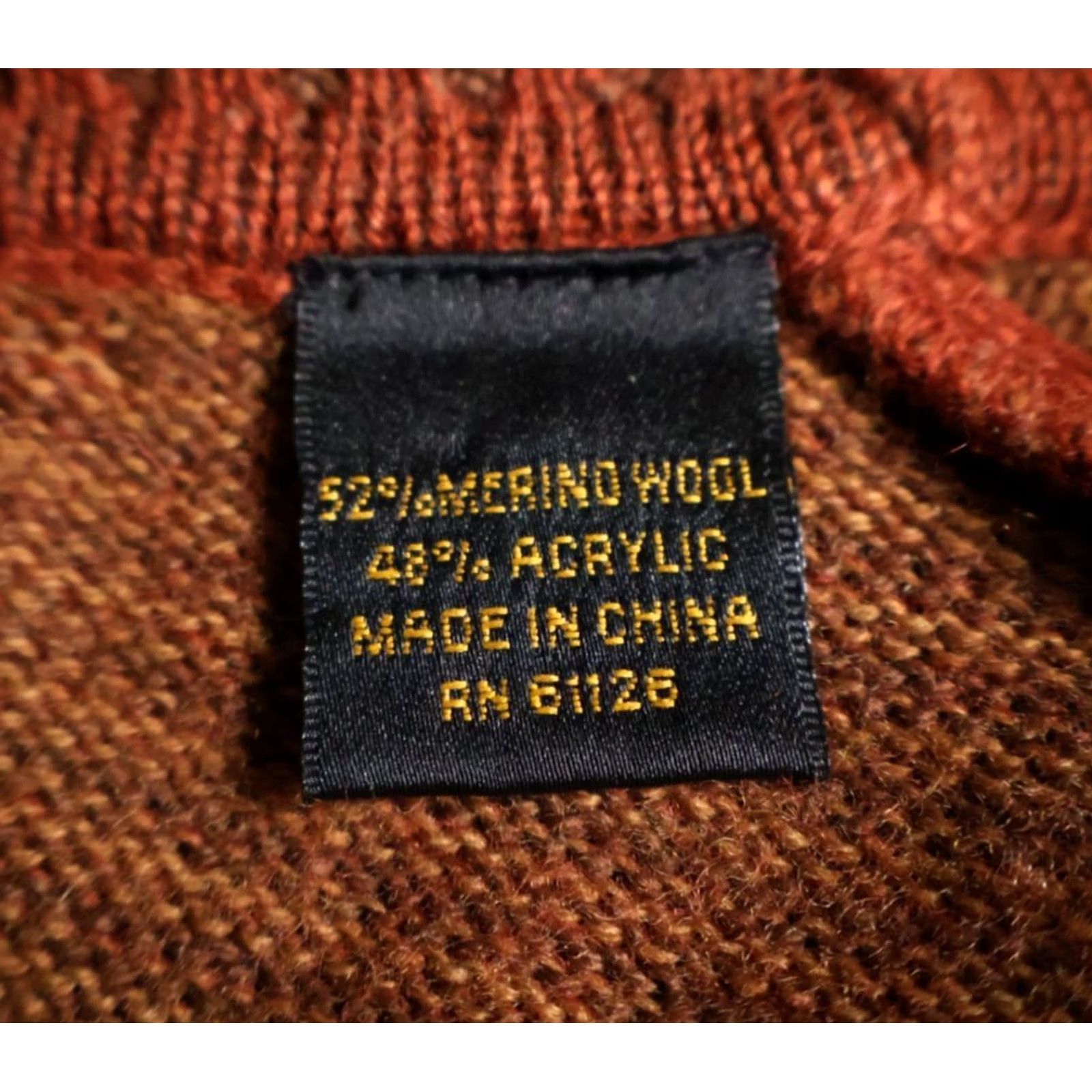 Vintage VTG Wool Blend Sweater Mens Medium Burnt Orange Geometric Pattern Lightweight Pullover Crew Neck 90s Casual Vintage Knit Style Mens Size US M / EU 48-50 / 2 - 3 Thumbnail