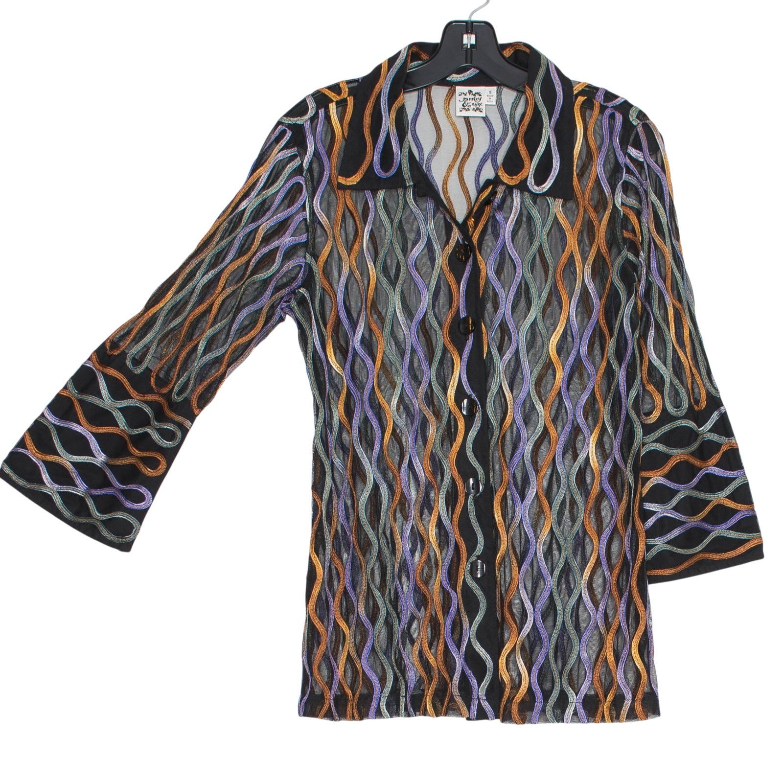 Other Parsley & Sage Abstract Mesh Tunic Top Artsy Button Up S Size S / US 4 / IT 40 - 2 Thumbnail