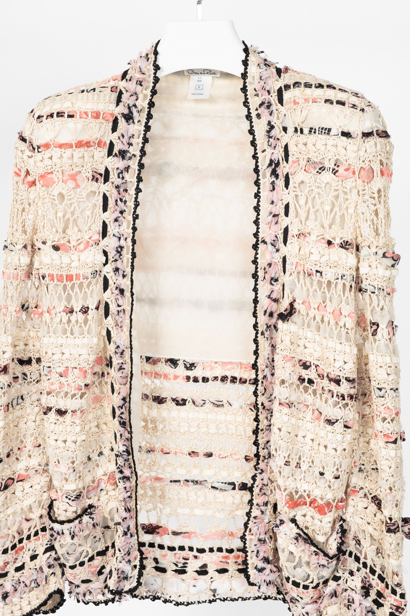Oscar De La Renta Oscar de la Renta SS11 Runway Ribbon-Trim Crochet Cardigan Size M / US 6-8 / IT 42-44 - 3 Thumbnail