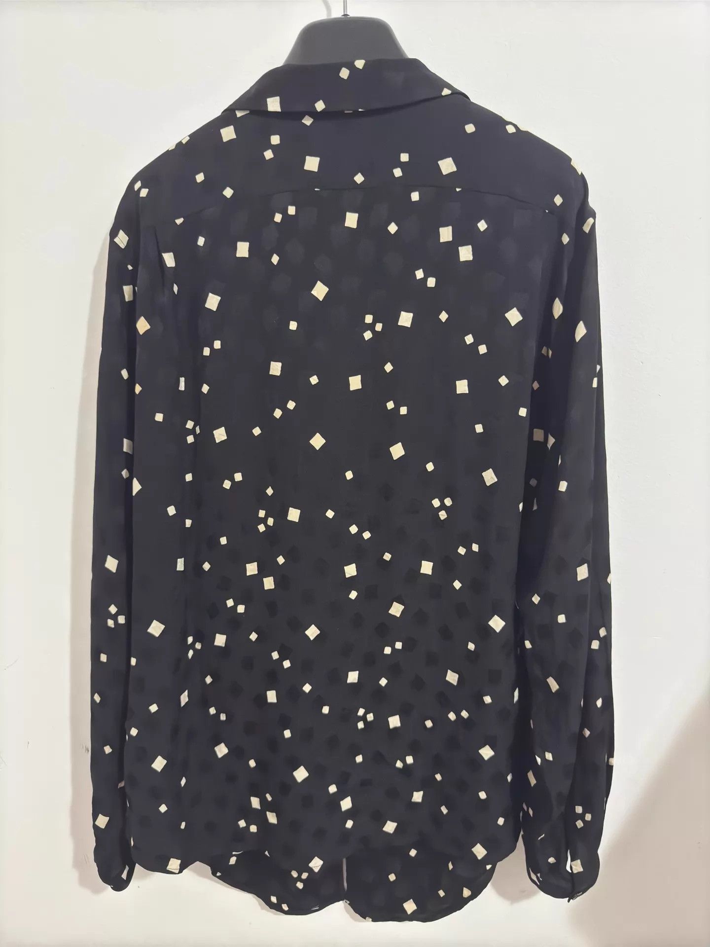 Saint Laurent Paris SLP 20ss Cuban Collar Silk B&W Colorblock Shirt 40M Size US M / EU 48-50 / 2 - 3 Thumbnail