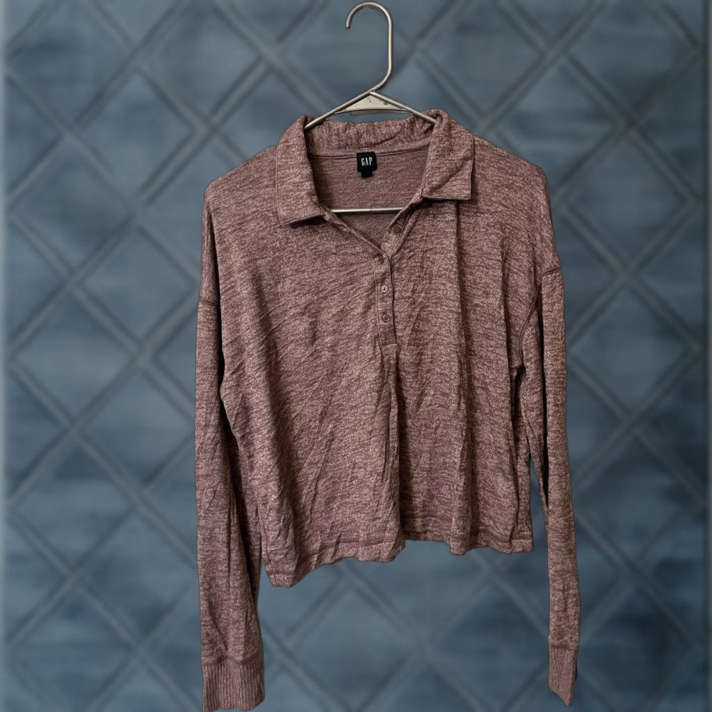 Gap Gap Sweatshirt Women's Medium Lightweight Purple Collared Long Sleeve Knit Pullover 90s Vintage Style Womens Size M / US 6-8 / IT 42-44 - 1 Thumbnail