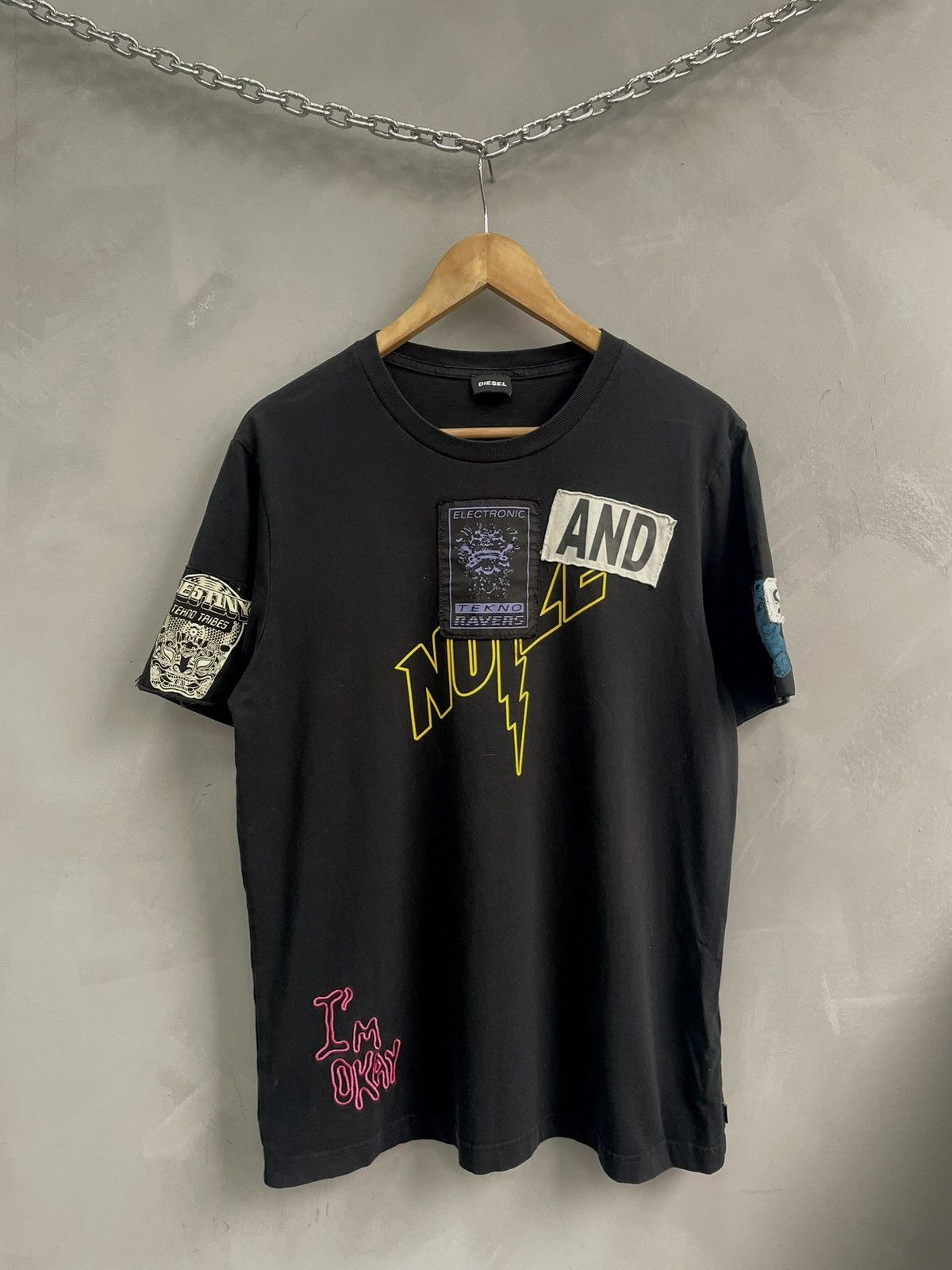 Designer × Diesel Vintage diesel patchwork rare t shirt y2k Size US M / EU 48-50 / 2 - 1 Thumbnail