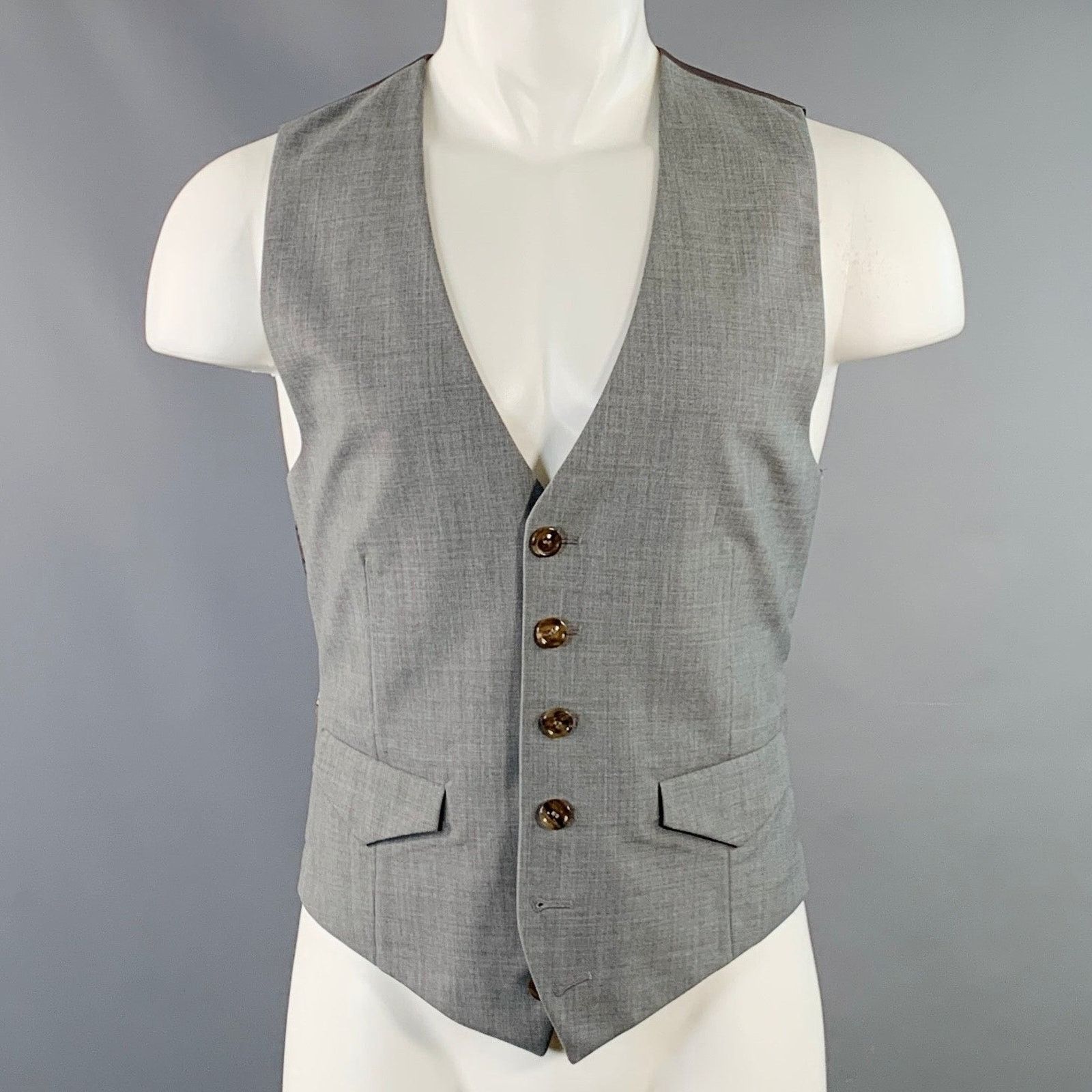 Maison Margiela MAISON MARTIN MARGIELA Heather Grey Taupe V-Neck Formal Vest Size 40R - 1 Thumbnail