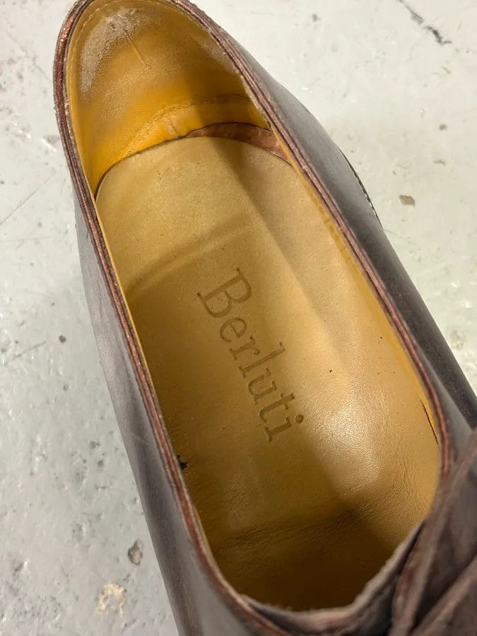Berluti 2000s Berluti Brown Eroded Leather Derby Shoes Size US 9 / EU 42 - 10 Thumbnail