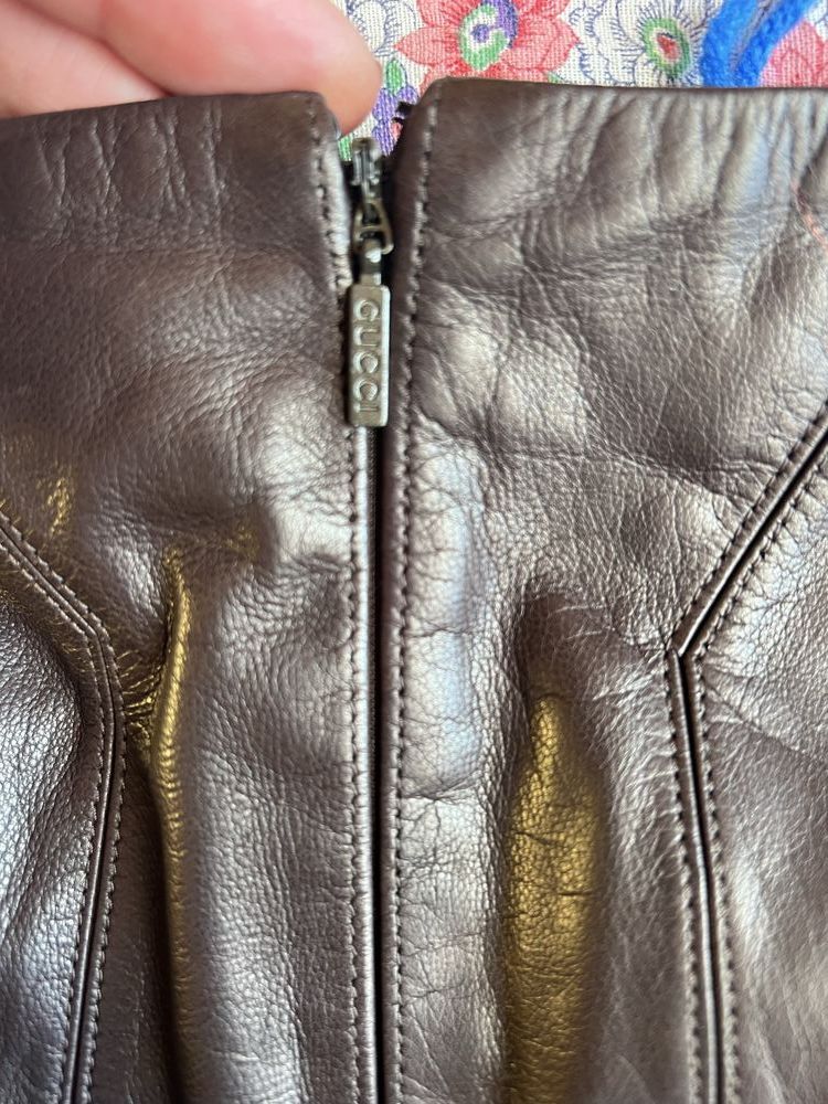 Gucci Gucci Vintage Leather Skirt Silk Lining Size 26" / US 2 / IT 38 - 3 Thumbnail