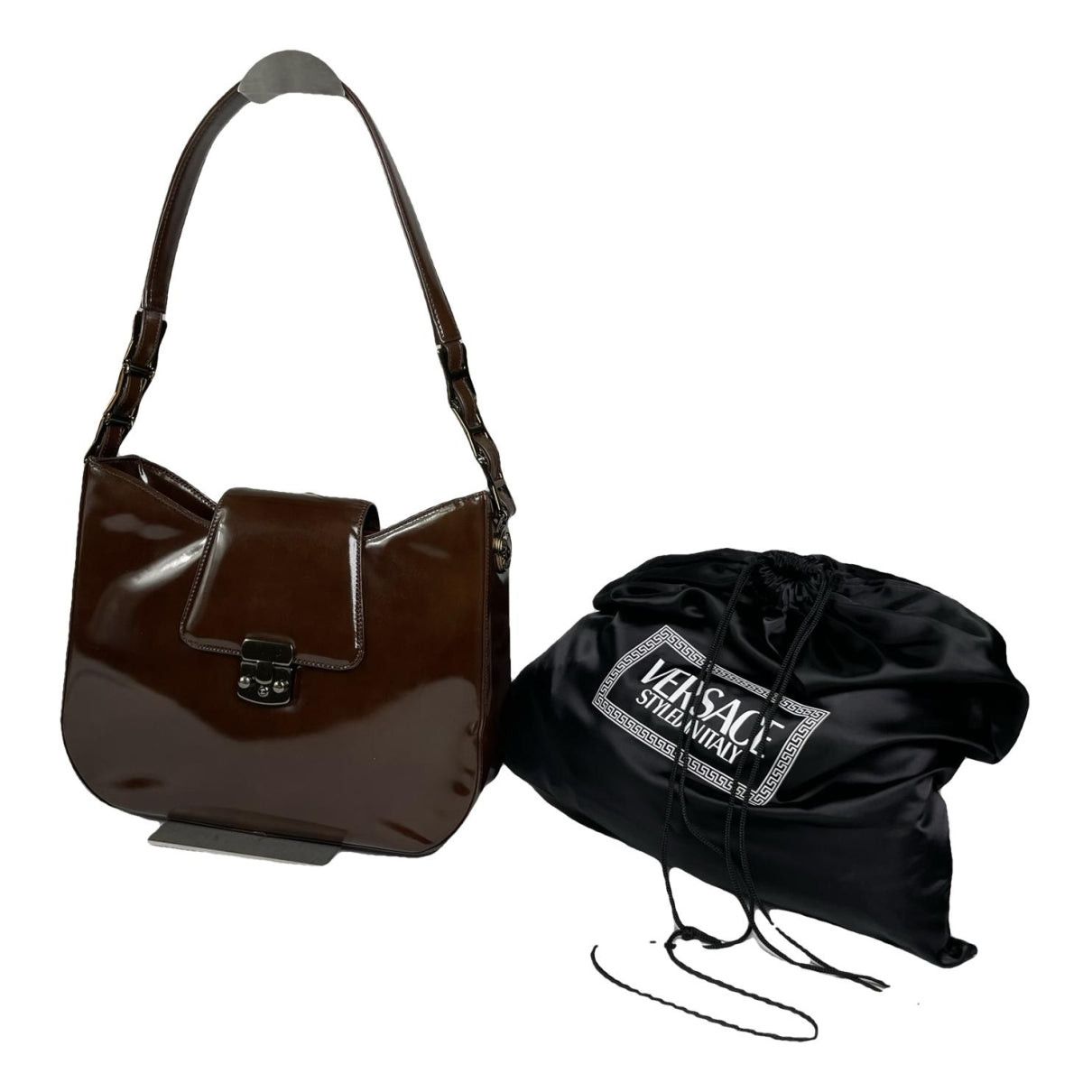 Versace Brown Patent Leather Handbag Size ONE SIZE - 1 Thumbnail