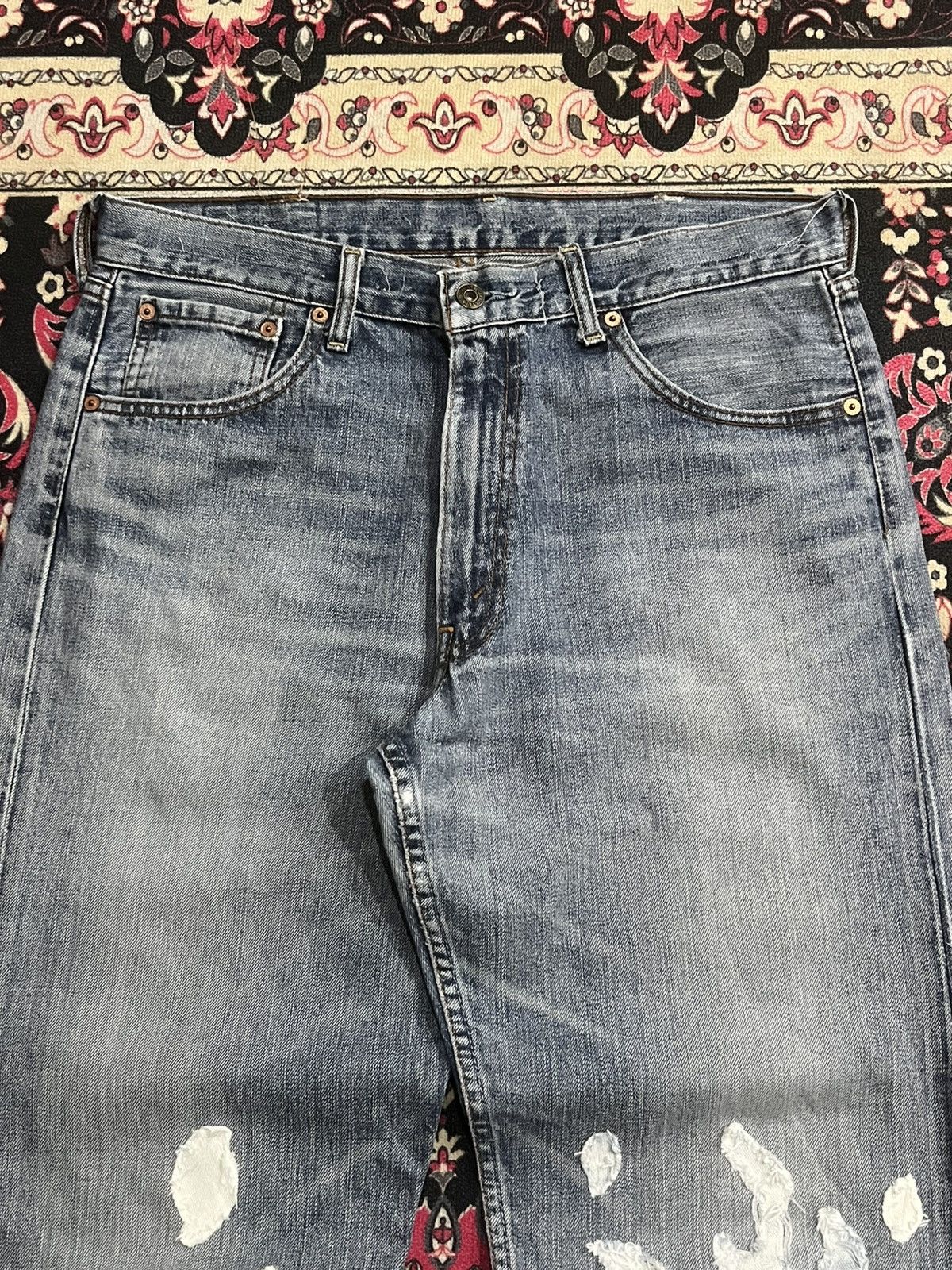 Levi's Vintage Levi’s 503 Reworked White Bleached Flames Jeans Size US 34 / EU 50 - 4 Thumbnail