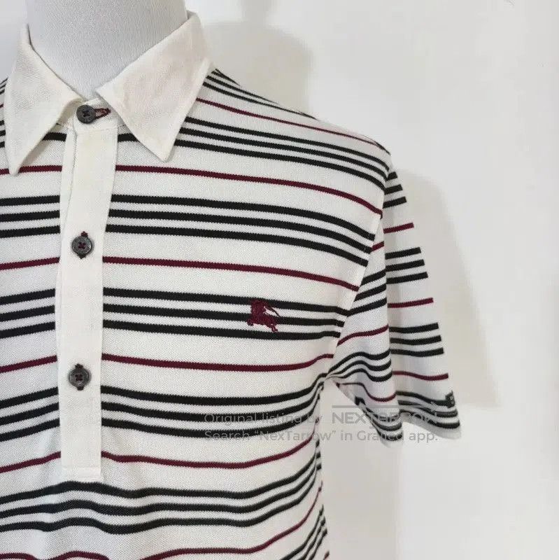 Burberry Burberry Men's Summer White Striped Polo Shirt. Size US M / EU 48-50 / 2 - 2 Thumbnail