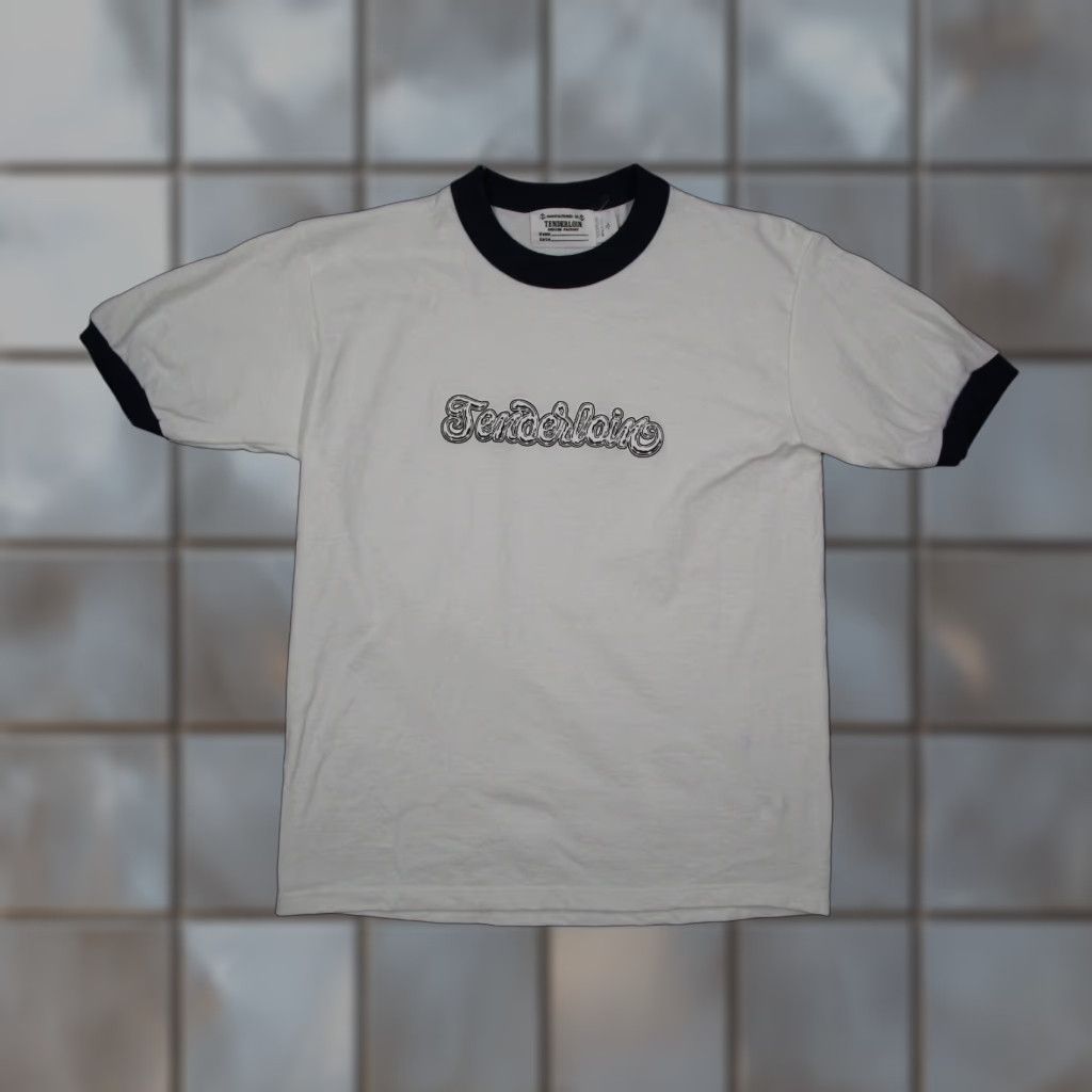 Tenderloin Tenderloin Mens Small White Short Sleeve Crew Neck Ringer Tee with Spellout Logo Size US S / EU 44-46 / 1 - 1 Thumbnail