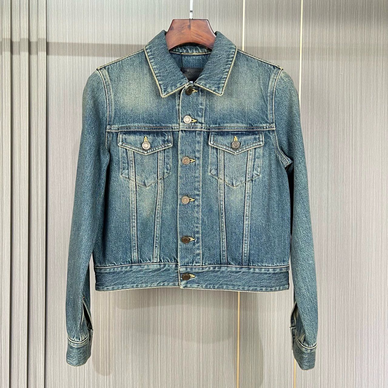 Saint Laurent Paris Saint Laurent Paris Yellow mud dyed washed denim jacket Size US XS / EU 42 / 0 - 1 Thumbnail
