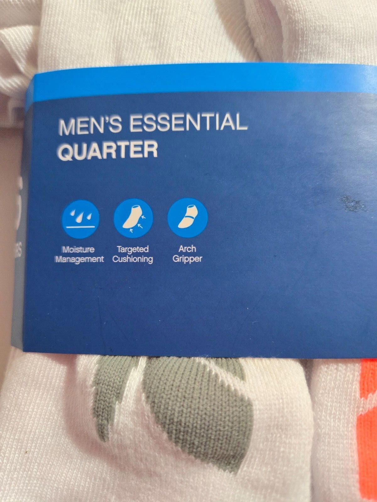 Reebok Men Reebok Quarter Cut Socks White Moisture Control Cushion Size ONE SIZE - 3 Thumbnail