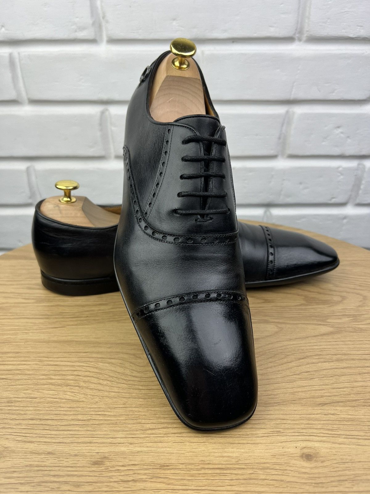 Gucci GUCCI Oxfords Leather Shoes Lace Up Back Logo Black Men’s Size US 10 / EU 43 - 3 Thumbnail