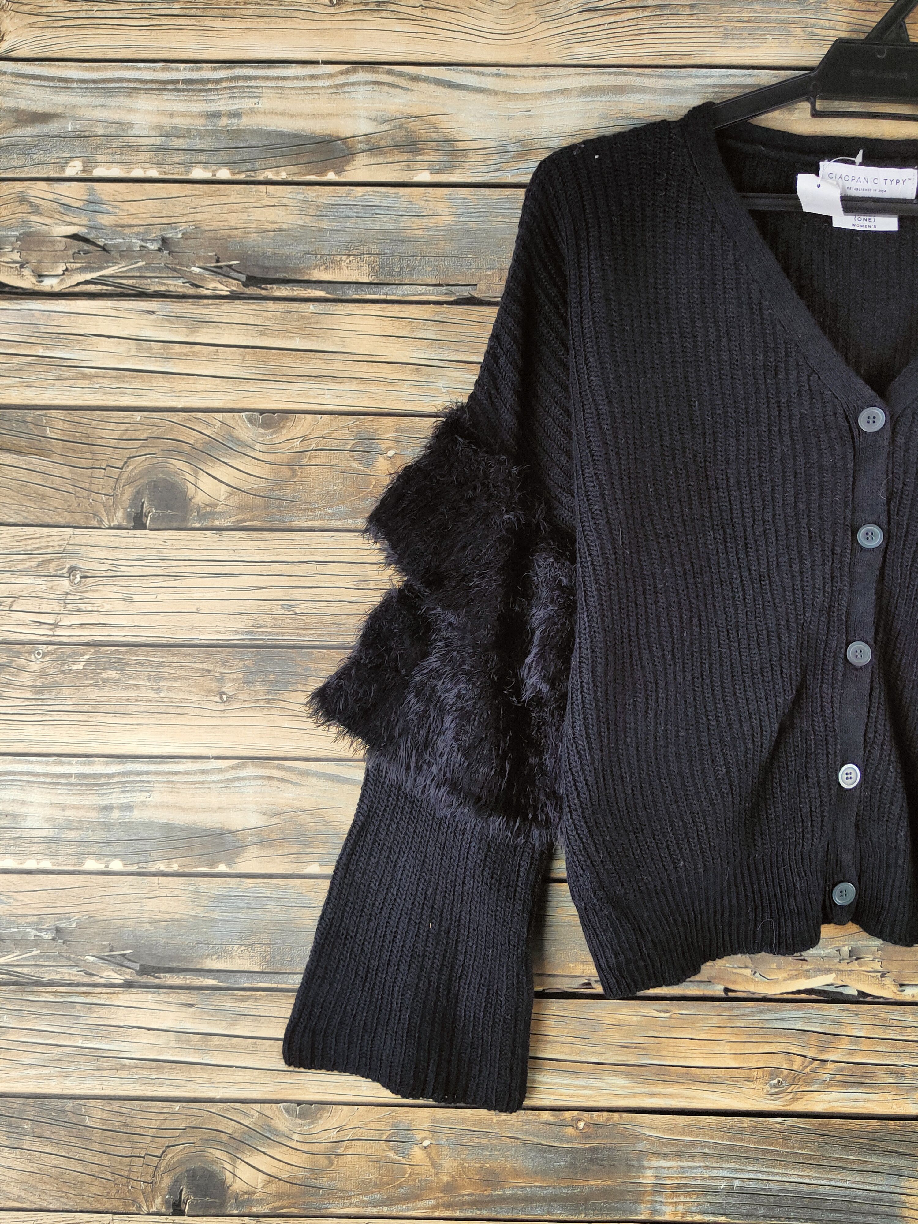 Ciaopanic DL Ciaopanic Black Knitwear Cardigan #46-947 Size S / US 4 / IT 40 - 3 Thumbnail