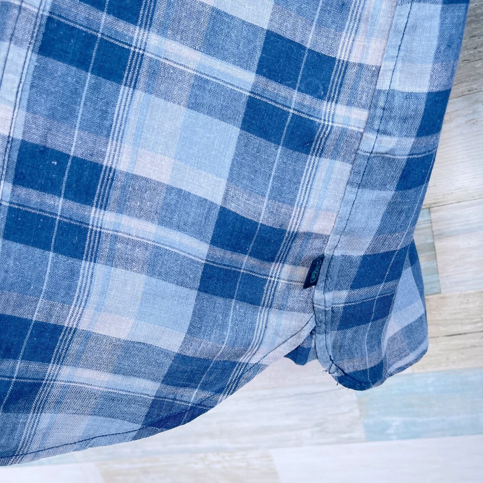John Varvatos John Varvatos USA Linen Shirt Blue Plaid Button Down Mens XL Size US XL / EU 56 / 4 - 3 Thumbnail