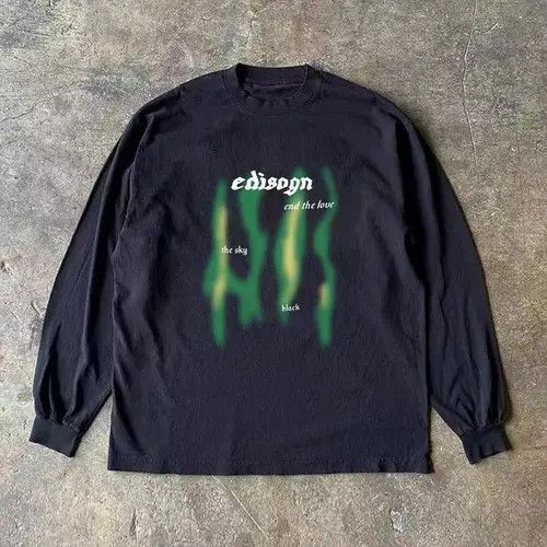 Japanese Brand × Vintage Black casual retro shadow print long sleeve tee Size US L / EU 52-54 / 3 - 1 Thumbnail