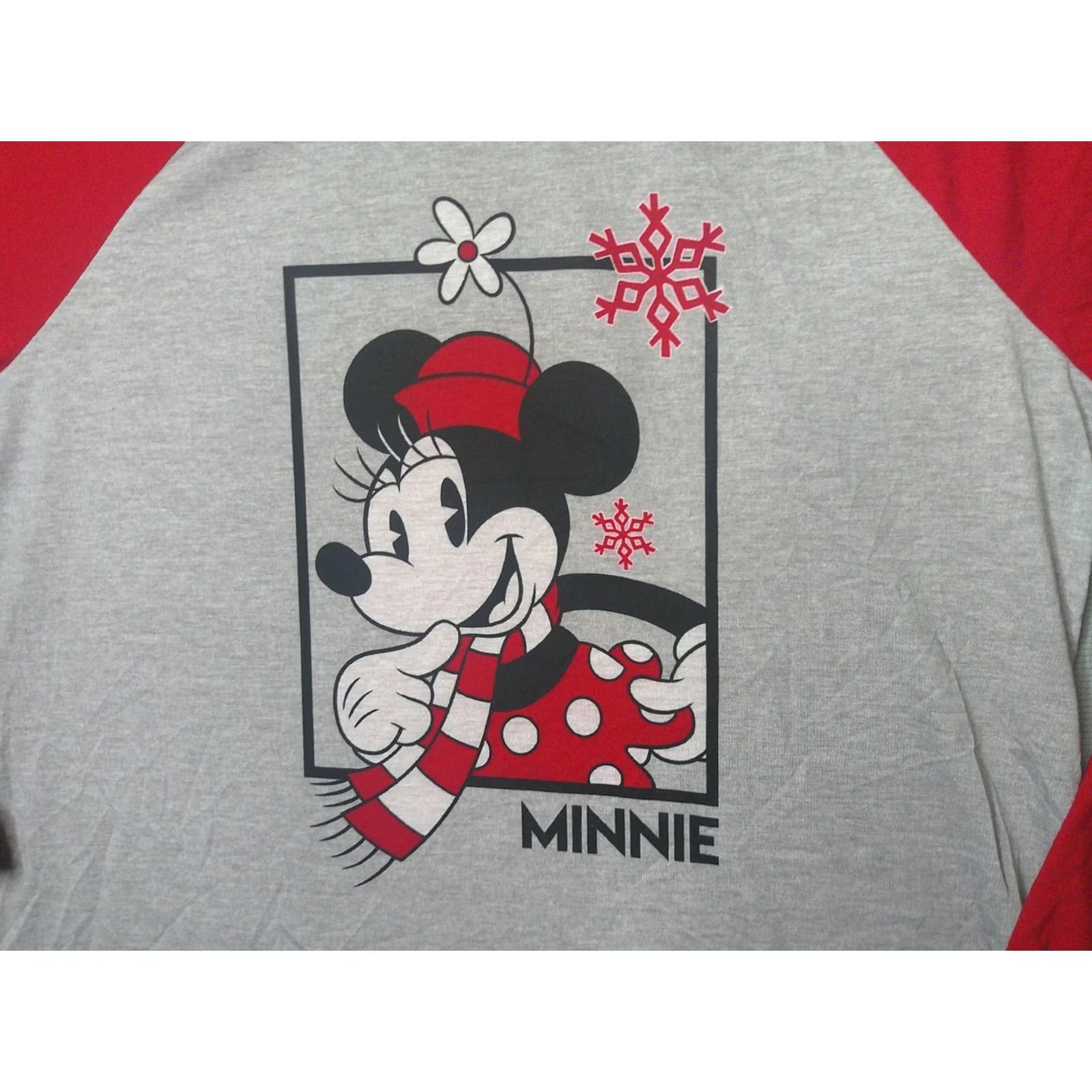 Disney Disney Minnie Mouse Shirt Womens XL Gray Red Christmas Colorblock Snow LS Crew Neck T-Shirt Womens Size XL / US 12-14 / IT 48-50 - 3 Thumbnail