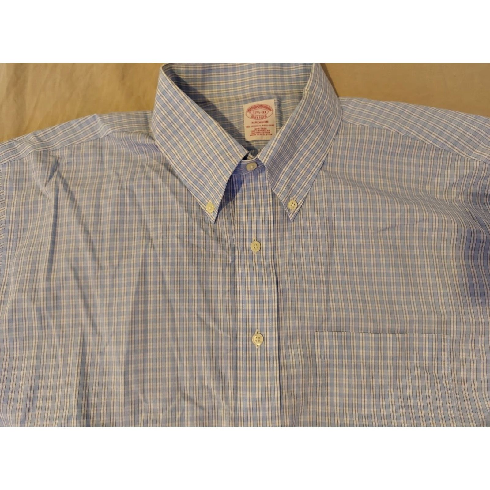 Brooks Brothers Brooks Brothers Dress Shirt 17.5 Blue Cotton Button Mens Regular 17.5/33 Size 48R - 2 Thumbnail