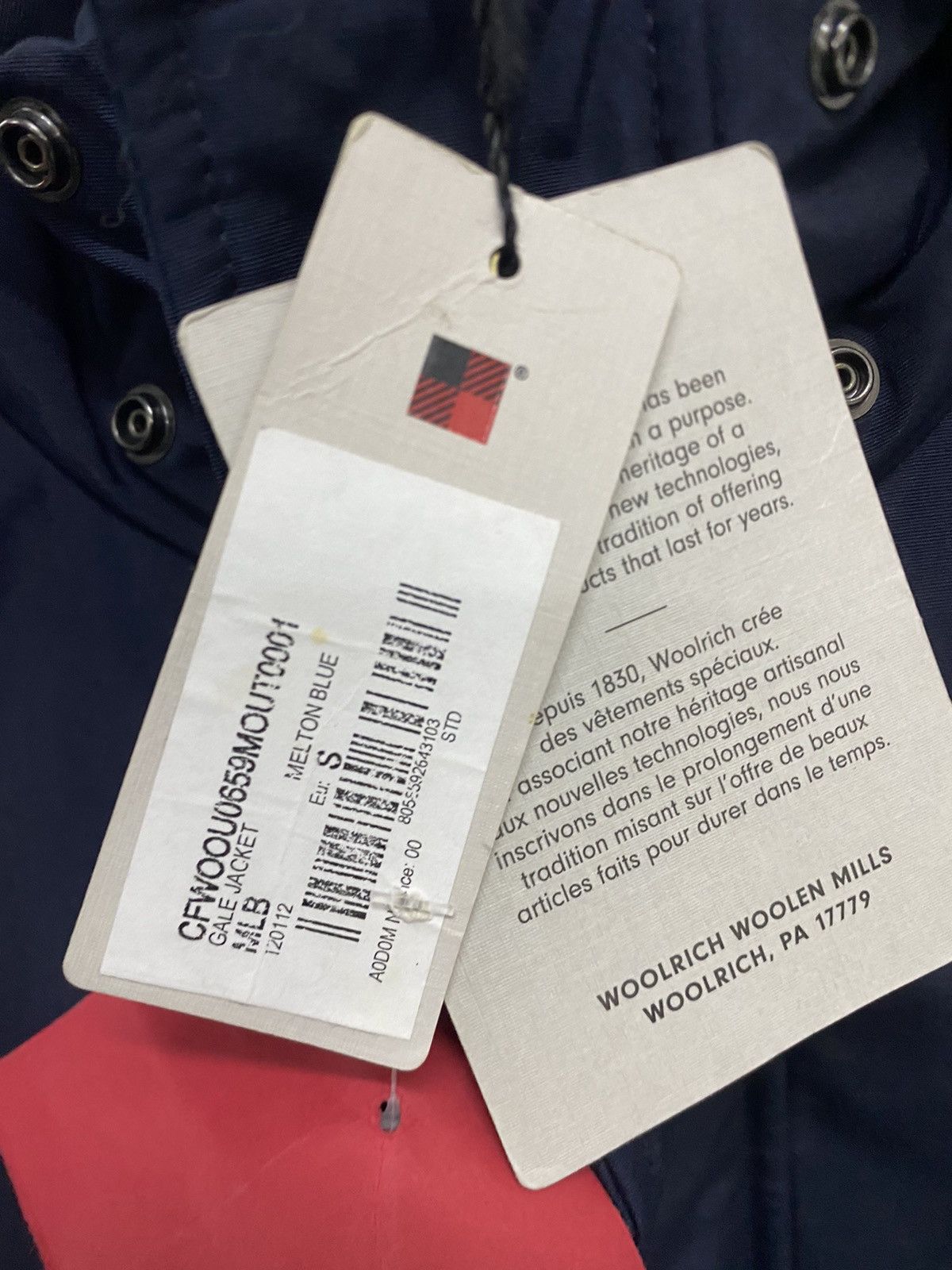 Other Woolrich Melton Down Jacket, size S, blue, new with tags. Size US S / EU 44-46 / 1 - 6 Thumbnail