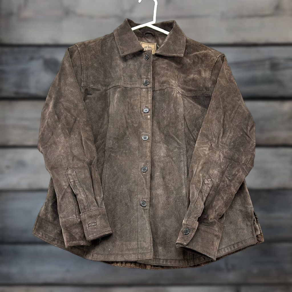 Vintage VINTAGE Ami Jacket Womens M Brown Trucker Genuine Leather Suede Button Shirt 90s Size M / US 6-8 / IT 42-44 - 1 Thumbnail