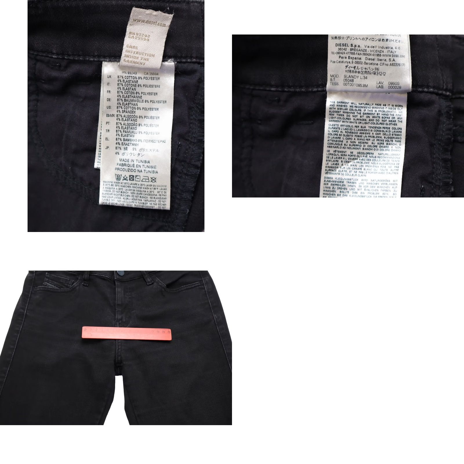 Diesel DIESEL Slandy Super Slim-Skinny 0860S Stretch Jeans Women's W27/L34 Ankle Regular Waist Black Denim Jeans Women Slim-Skinny 27W34L Size 27" / US 4 / IT 40 - 8 Thumbnail