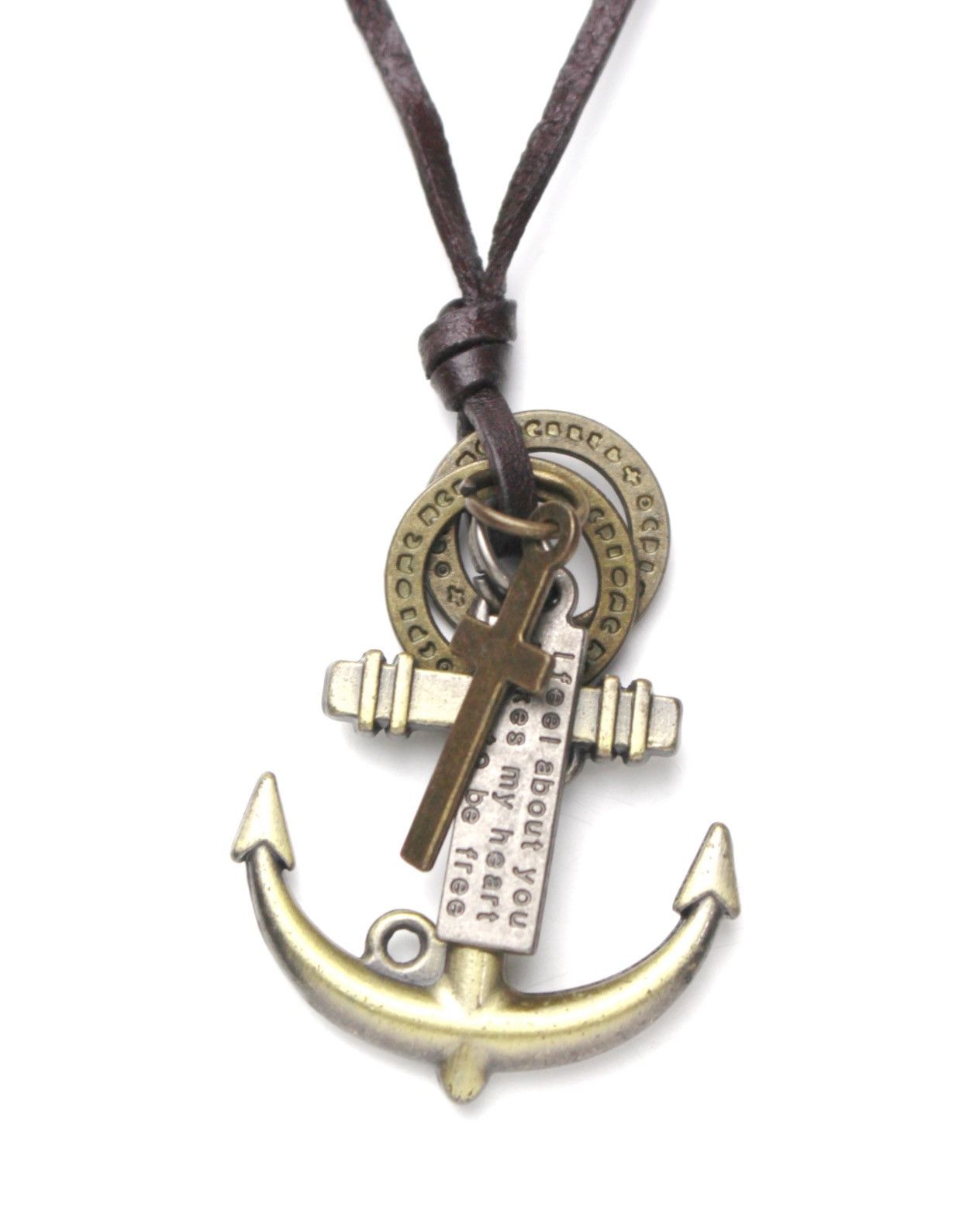 Vintage 2000S JAPANESE MADE ANCHOR LEATHER NECKLACE Size ONE SIZE - 2 Thumbnail