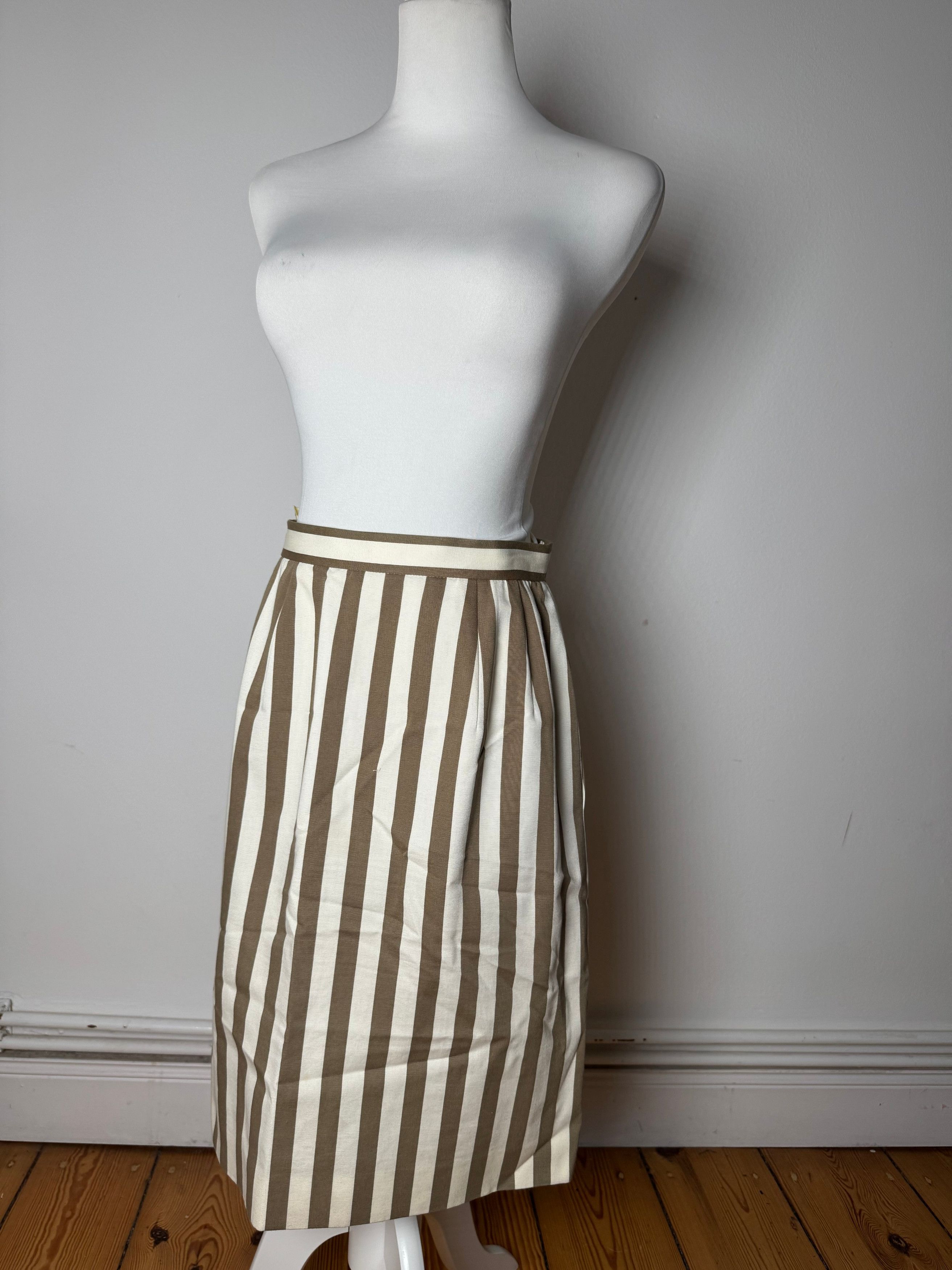 Balenciaga Vintage Striped Skirt Khaki Whie 40/L Size 27" / US 4 / IT 40 - 1 Thumbnail