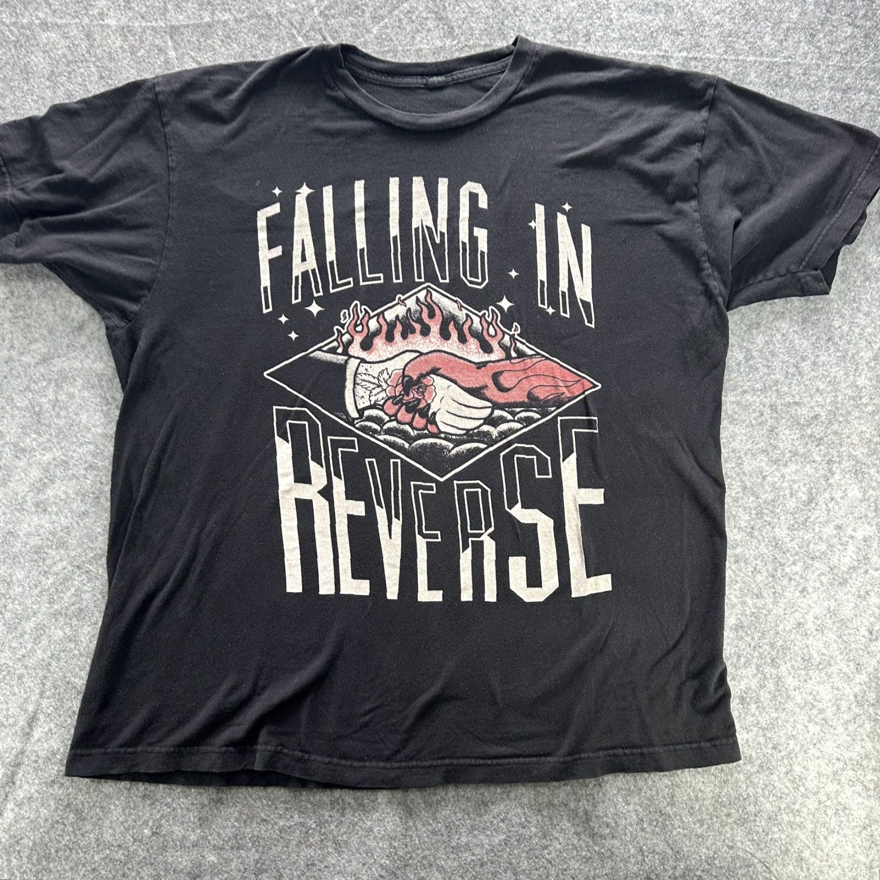 Tultex Falling In Reverse Shirt Mens XL Band Tee Flame Heart Graphic Punk Rock Music Size US XXL / EU 58 / 5 - 2 Thumbnail