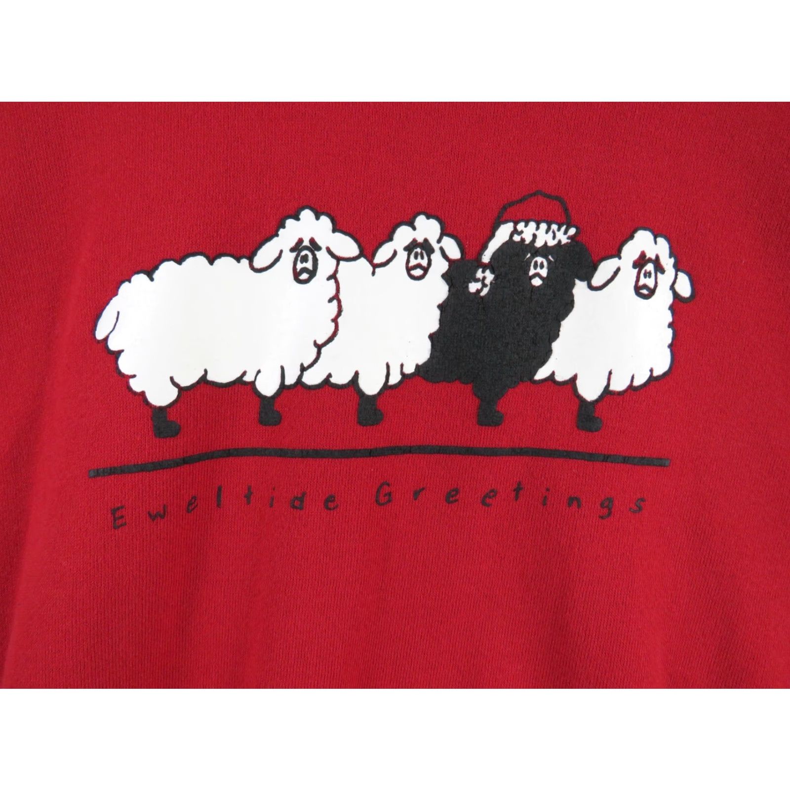 Jerzees VINTAGE Jerzees Sweatshirt XL Men Crew Neck Red USA Graphic Print 80s Sheep Christmas Joke? Size US XL / EU 56 / 4 - 4 Thumbnail