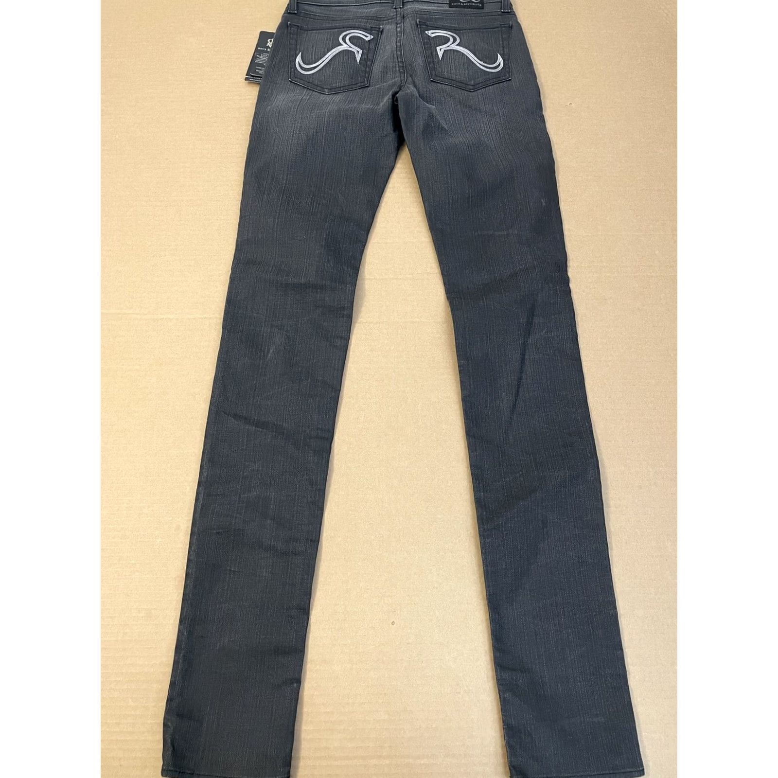 Vintage Rock & Republic Jeans Womens 25 Gray Skinny Zipper Fly Pockets Distress Ladies Size 42" / US 20 - 2 Thumbnail