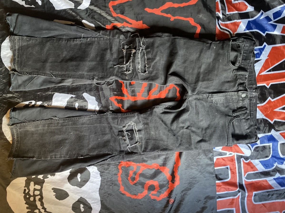 image of 14Th Addiction x If Six Was Nine Distressed Pierced Knee Denim in Black, Men's (Size 30)