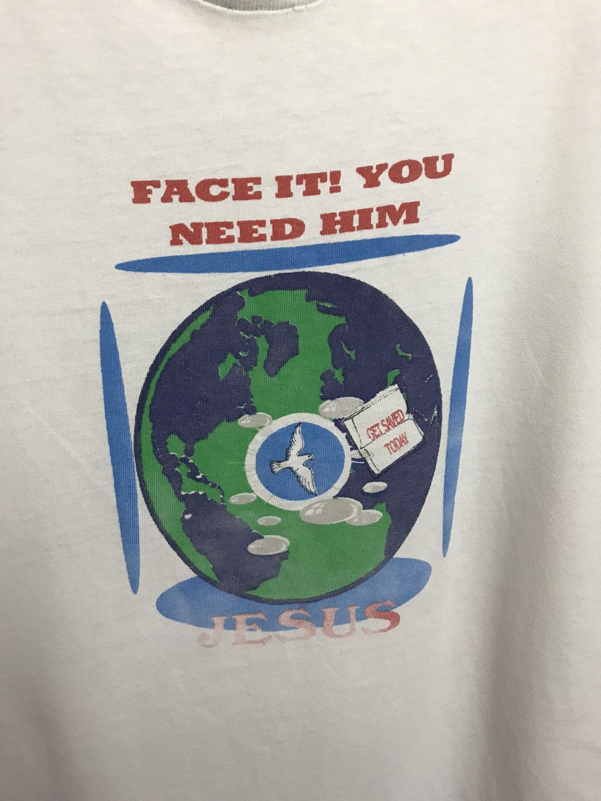 Vintage Vintage Jesus Face it! U need him streetwear tee Size US L / EU 52-54 / 3 - 3 Thumbnail