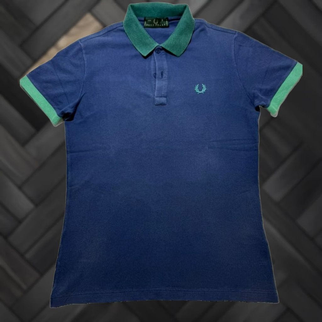 Fred Perry Fred Perry Polo Womens Blue With Green Trim Embroidered Laurel Size S Size S / US 4 / IT 40 - 1 Thumbnail
