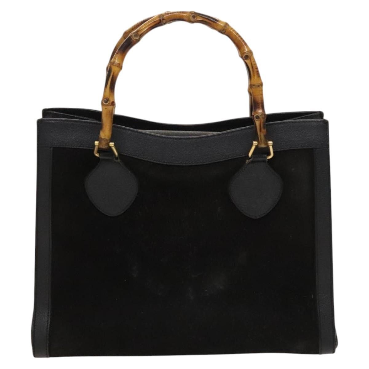 Gucci GUCCI Bamboo Hand Bag Suede Black Gold Size ONE SIZE - 2 Thumbnail