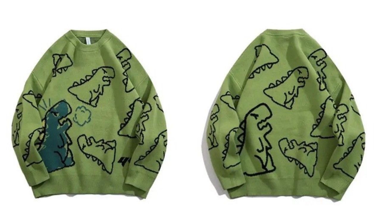 Japanese Brand × Vintage Sweater Men Harajuku Knitted Hip Hop Dinosaur Cartoon Size US M / EU 48-50 / 2 - 3 Thumbnail