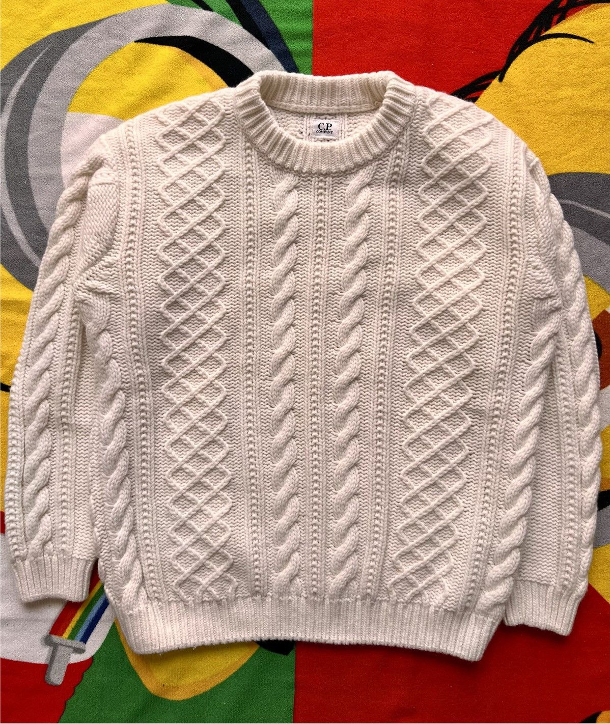 C.P. Company L C.P. Company Cable Knit Sweater Off White pullover jumper Size US L / EU 52-54 / 3 - 19 Thumbnail