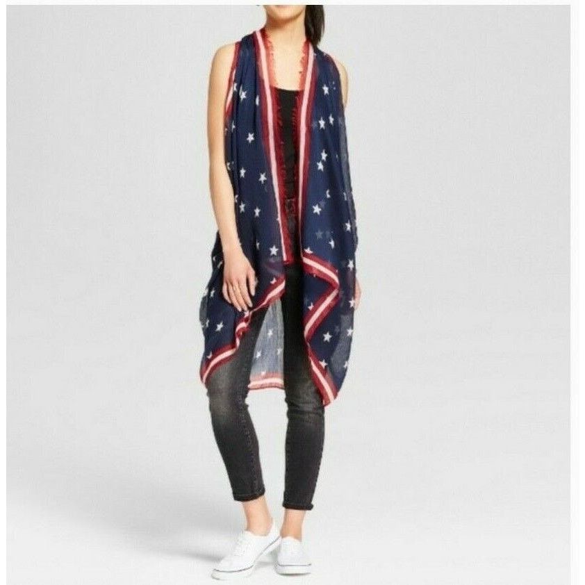 Mossimo Mossimo Women's Americana Layering Shawl/Kimono Patriotic Size ONE SIZE - 1 Thumbnail
