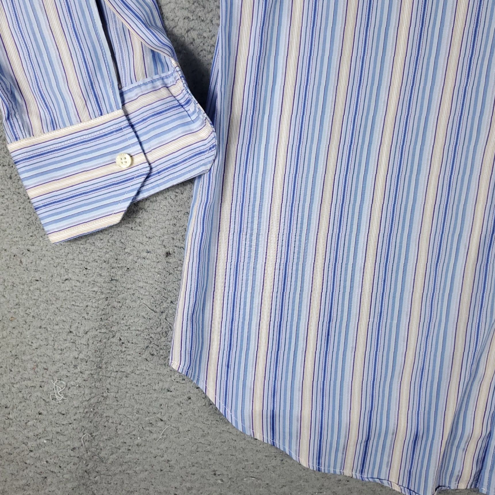 Etro ETRO Button-Up Shirt Mens Size 41 Blue Striped Made in Italy Long Sleeve Regular Fit Size US L / EU 52-54 / 3 - 3 Thumbnail