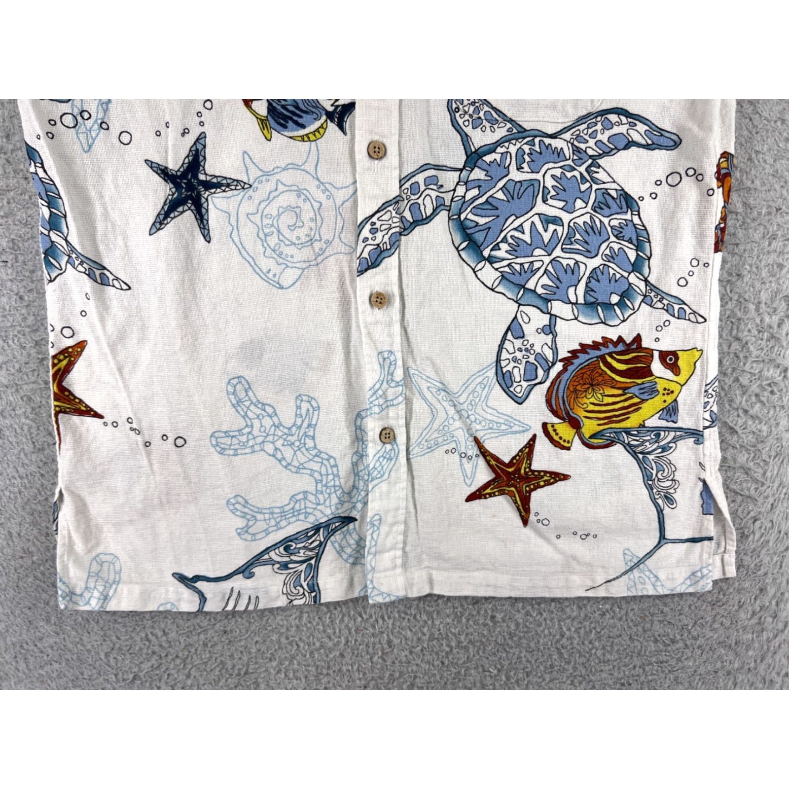 Vintage Majun Shirt Mens Medium White Blue Tropical Fish Sea Turtle Button Up Japan Size US M / EU 48-50 / 2 - 7 Thumbnail