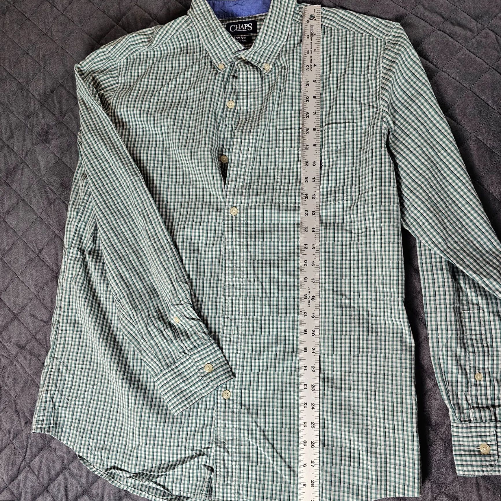 Chaps Chaps Button-Up Shirt Men L Green Long Sleeve Check Pattern Stretch Casual Formal Business Workwear Size US L / EU 52-54 / 3 - 5 Thumbnail