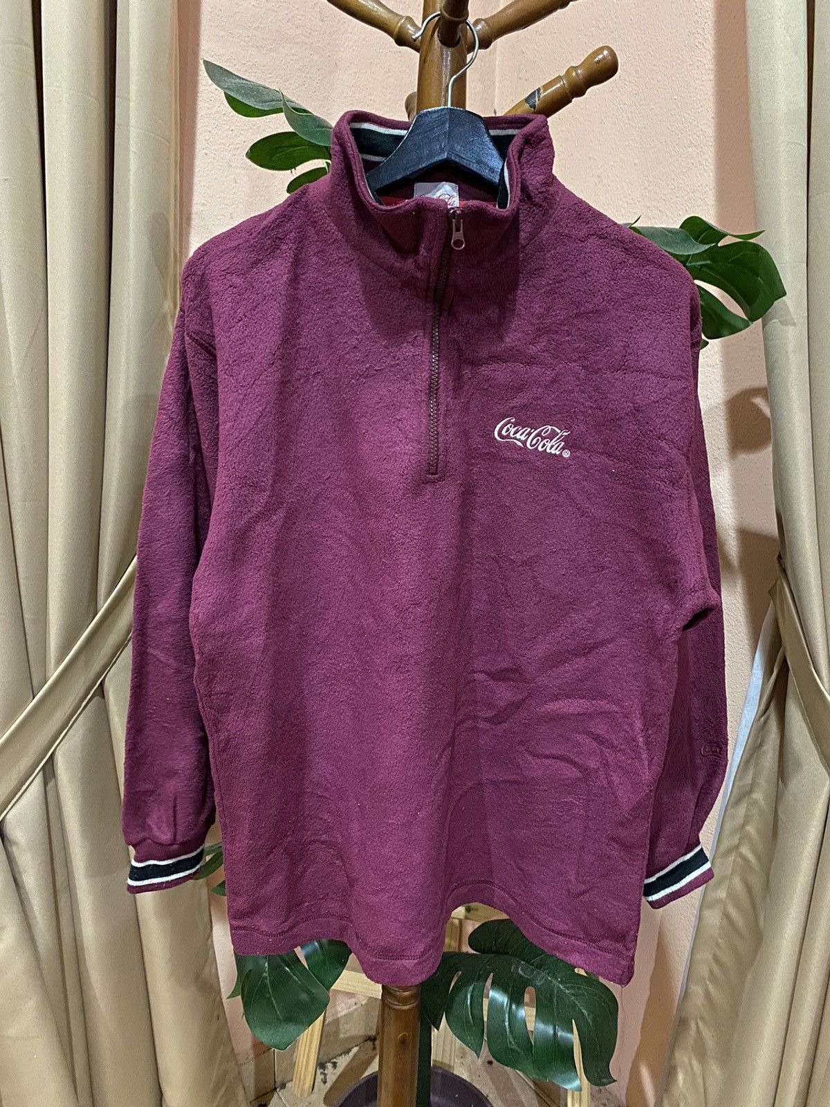 Coca-Cola Maroon Quarter-Zip Fleece Pullover