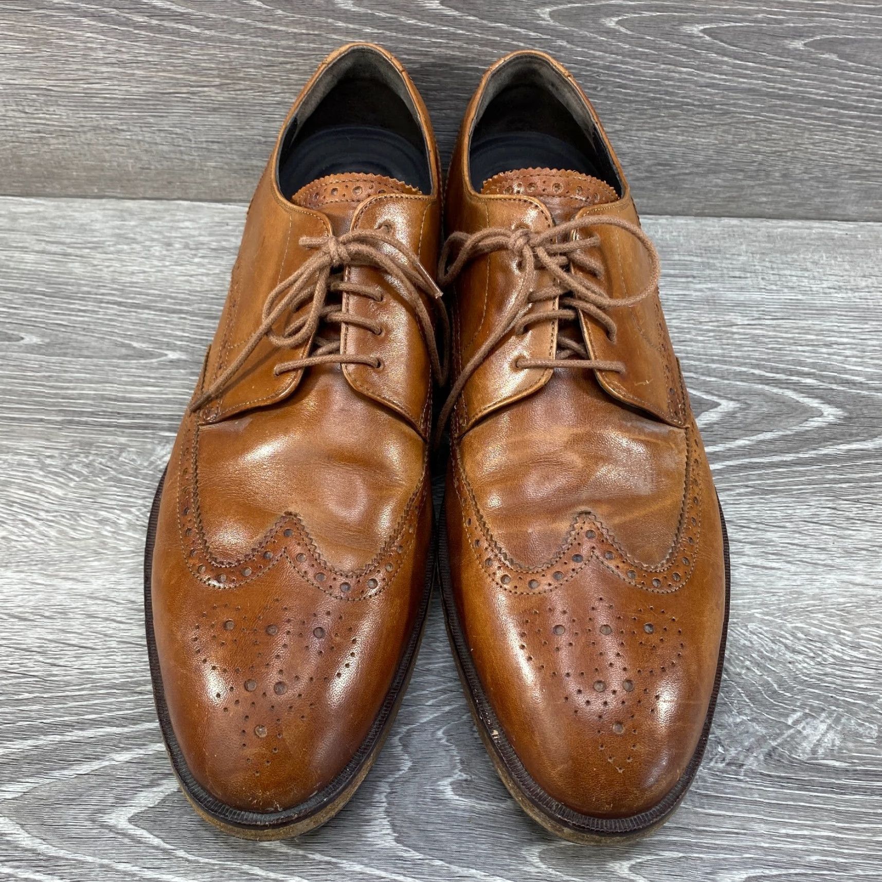 Cole Haan Cole Haan C24168 Harrison British Tan Leather Grand Os Wingtip Oxfords Size 11 M Size US 11 / EU 44 - 3 Thumbnail