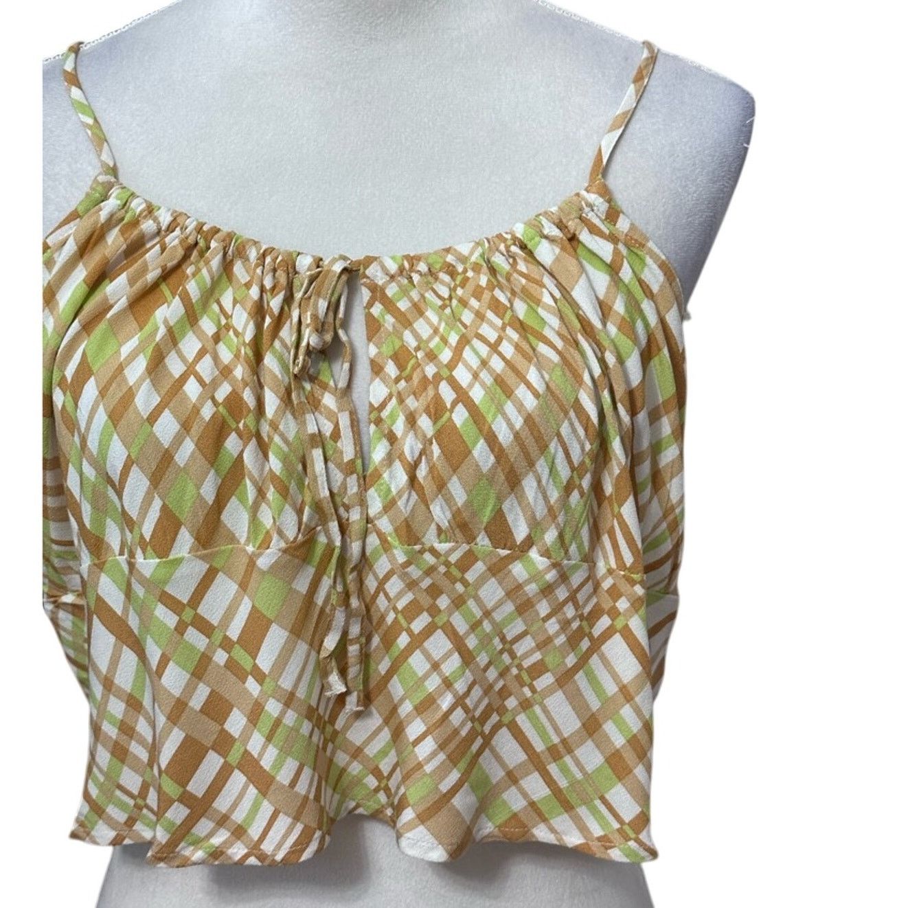 Other BP Crop Top Spaghetti Strap Plaid Pattern Multicolor 1X NWOT Size XL / US 12-14 / IT 48-50 - 3 Thumbnail