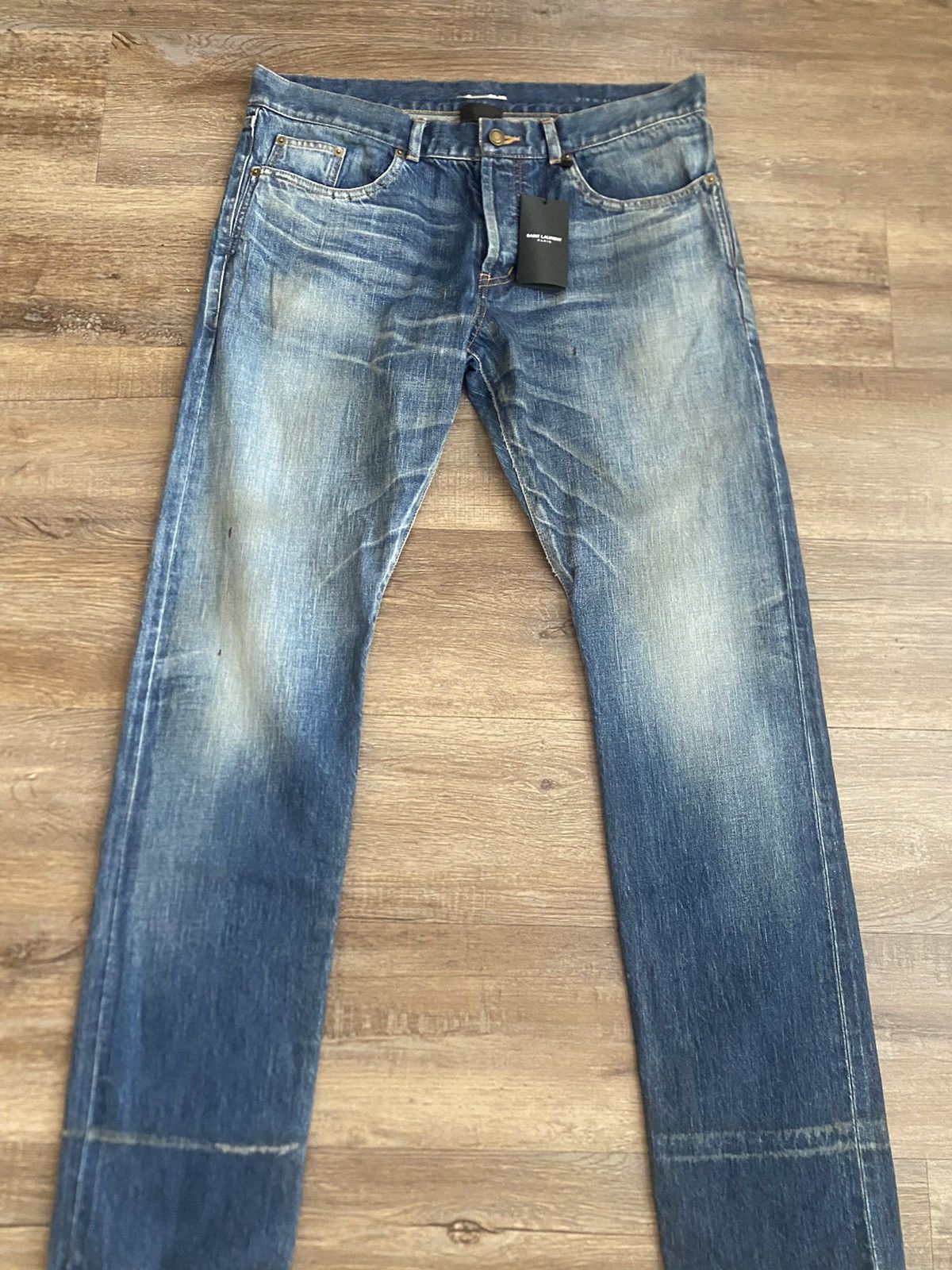 image of Saint Laurent Paris Saint Laurent Blue Tapered Pants, Men's (Size 36)