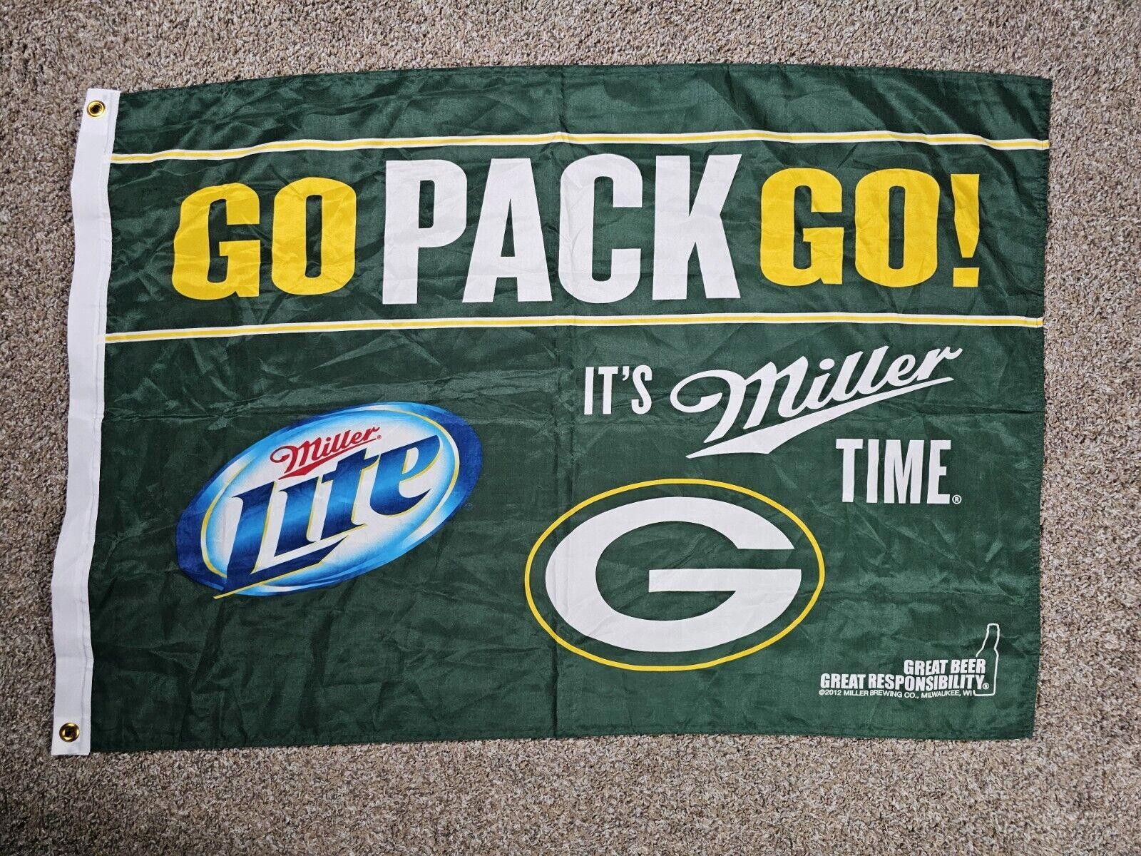 Designer 2012 Green Bay Packers “GO PACK GO It's Miller Time" Flag Size ONE SIZE - 1 Thumbnail