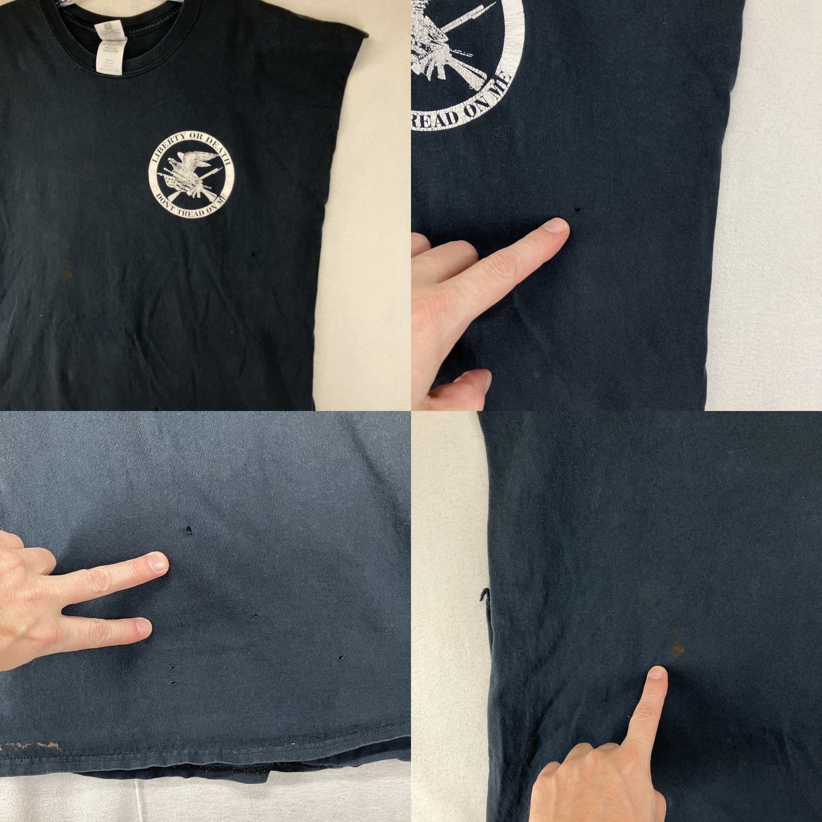 Gildan VINTAGE Gildan Men's T-Shirt 2XL Sleeveless Cotton Black Patriotic USA Military Biker Army Size US XXL / EU 58 / 5 - 8 Thumbnail