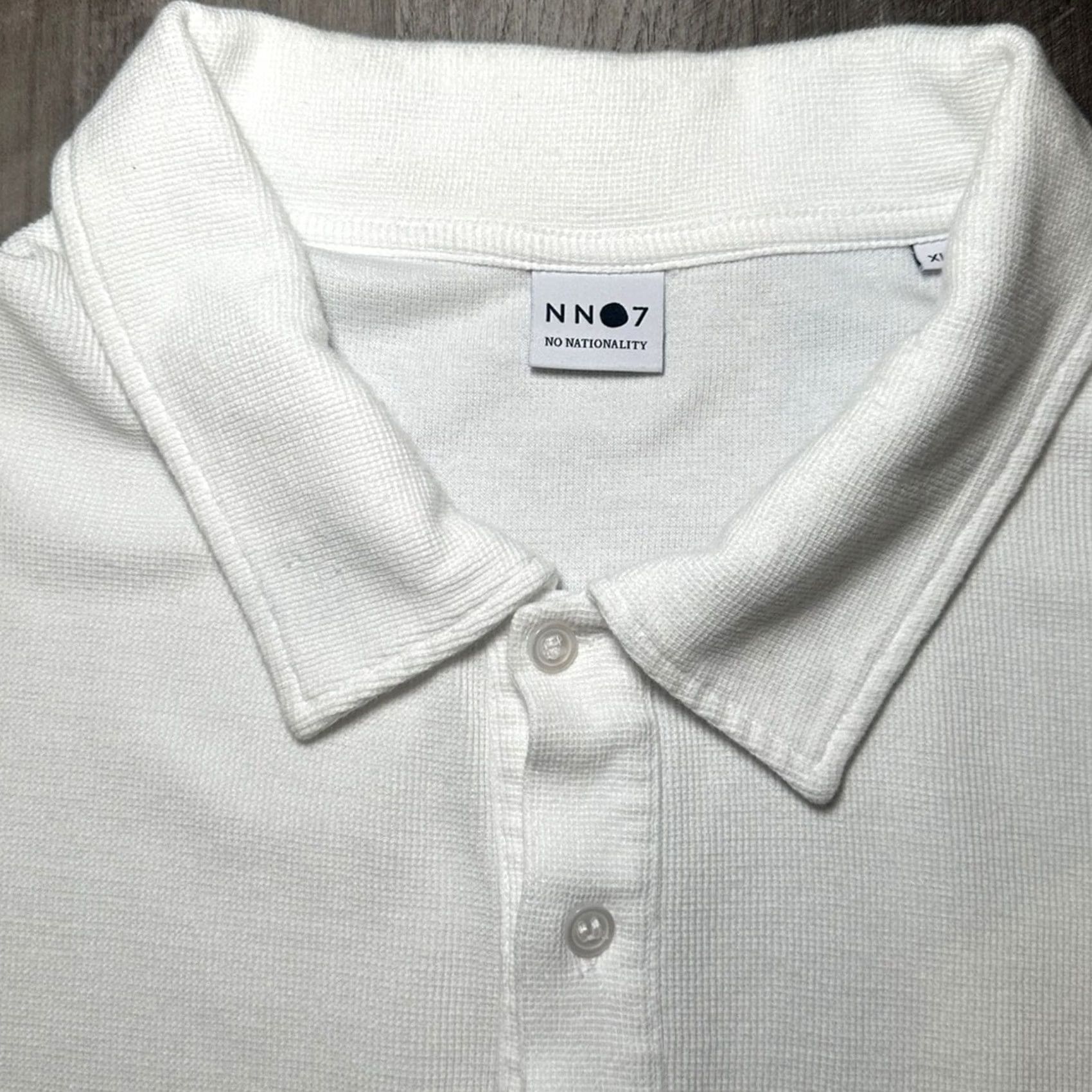 NN07 NN07 No Nationality Clive Waffle Cotton Modal Knit Polo XL Men White - 50/50 Cotton Modal Polo Shirt NN07 Mens XL Size US XL / EU 56 / 4 - 6 Thumbnail
