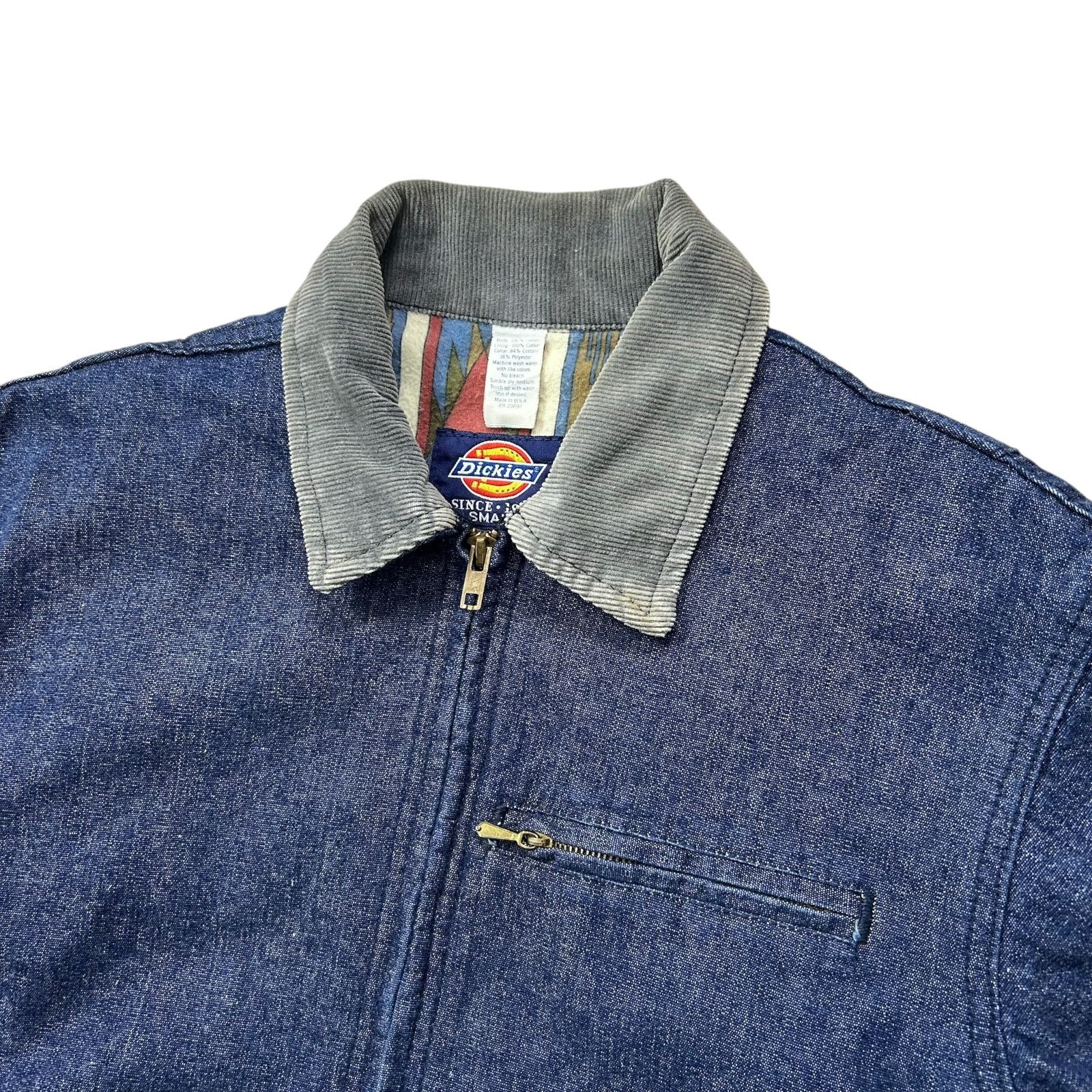 Dickies VTG 90s DICKIES DENIM WORK JACKET AZTEC NATIVE LINING Size US S / EU 44-46 / 1 - 4 Thumbnail
