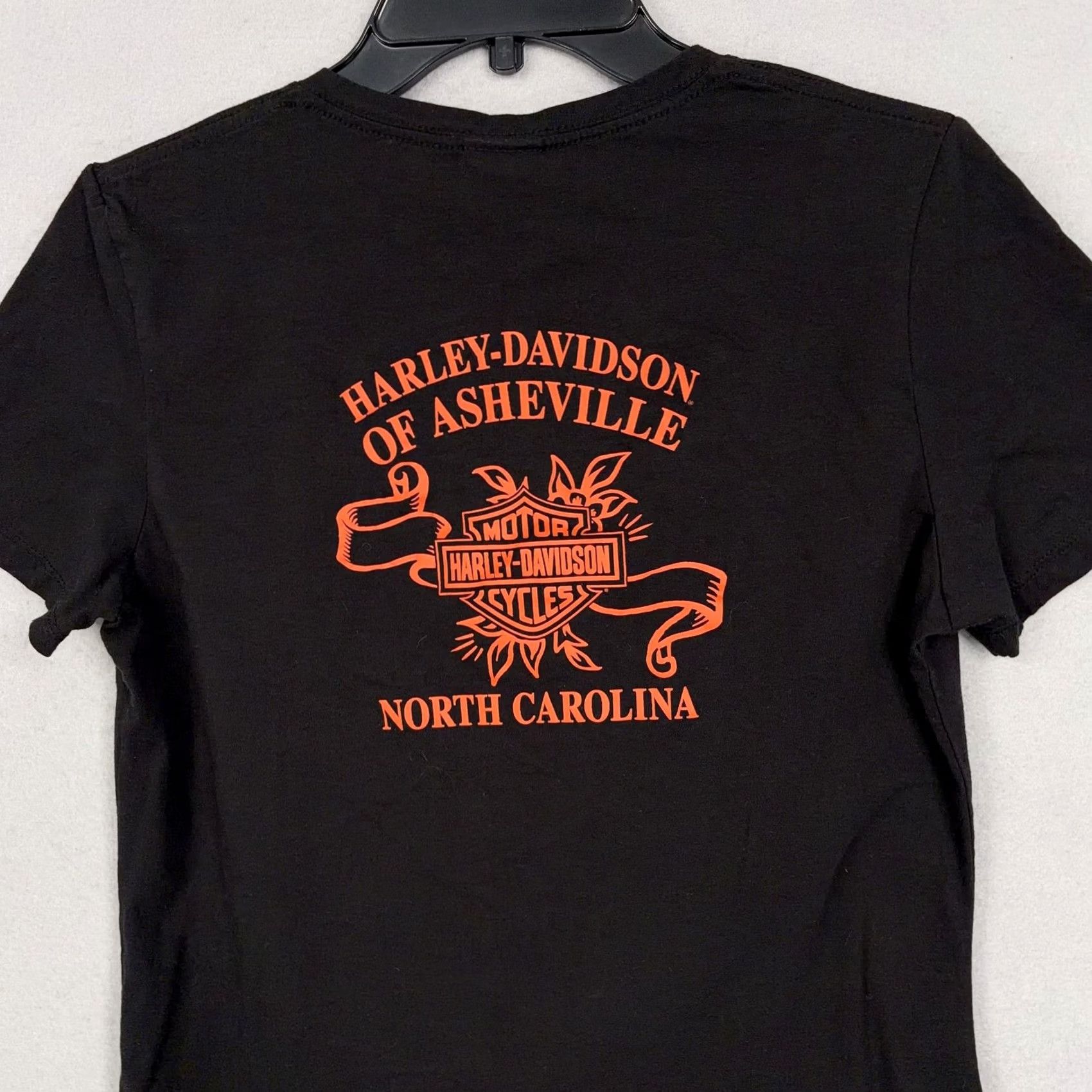 Harley Davidson Harley-Davidson Shirt Womens M Black V-Neck Graphic Tee Biker Jersey 100% Cotton Casual Short Sleeve US Made - Asheville NC Size M / US 6-8 / IT 42-44 - 7 Thumbnail