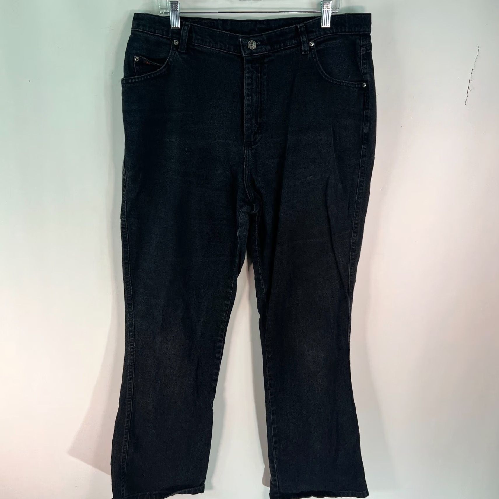 Lee Lee Womens Flat Front High Rise Casual Black Denim Straight Leg Jeans Size 18M Size 40" / US 18 - 2 Thumbnail
