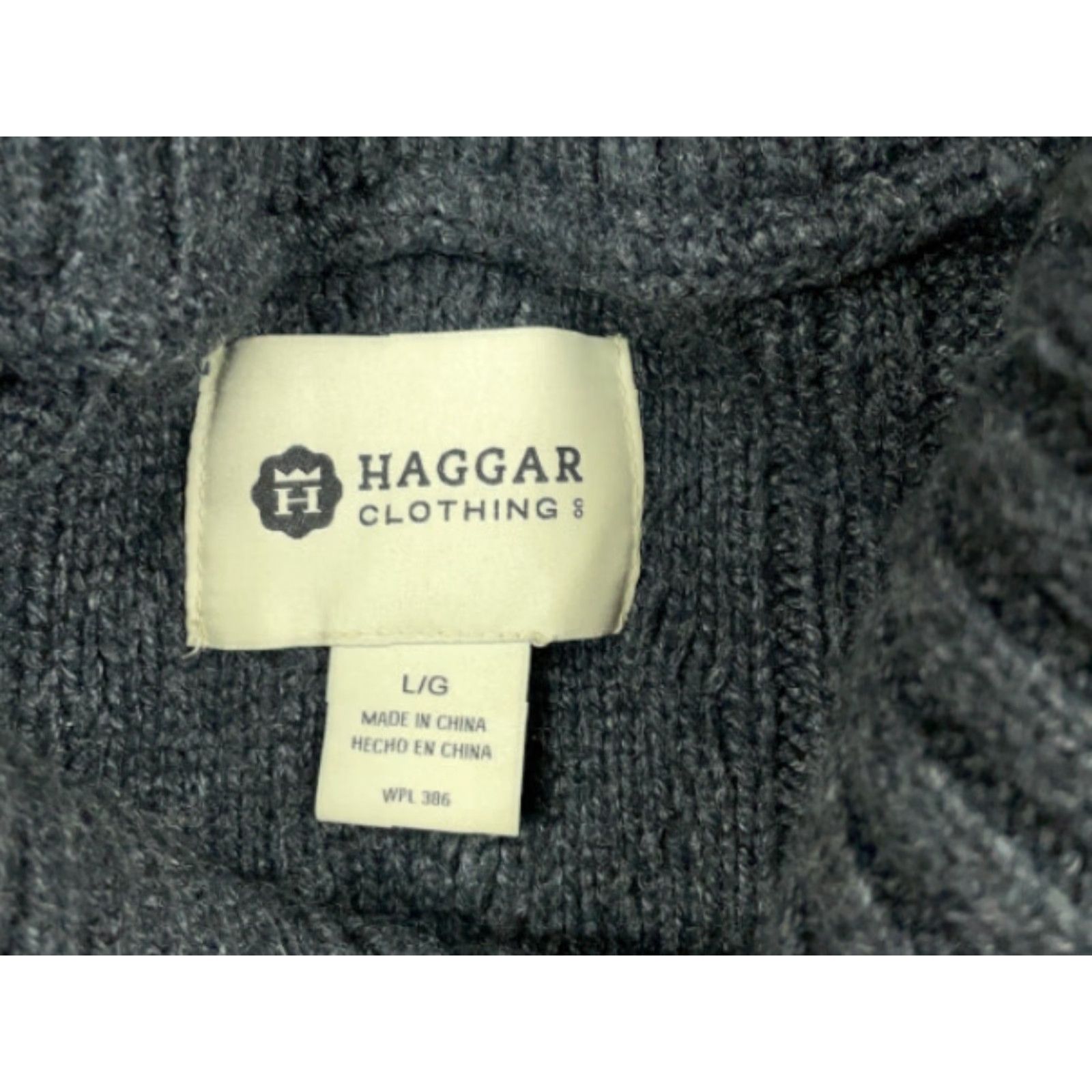 Haggar Haggar Mens Sweater Pullover Knit Cable-Knit Shawl Collar Heavyweight Dark Gray Large Size US L / EU 52-54 / 3 - 5 Thumbnail